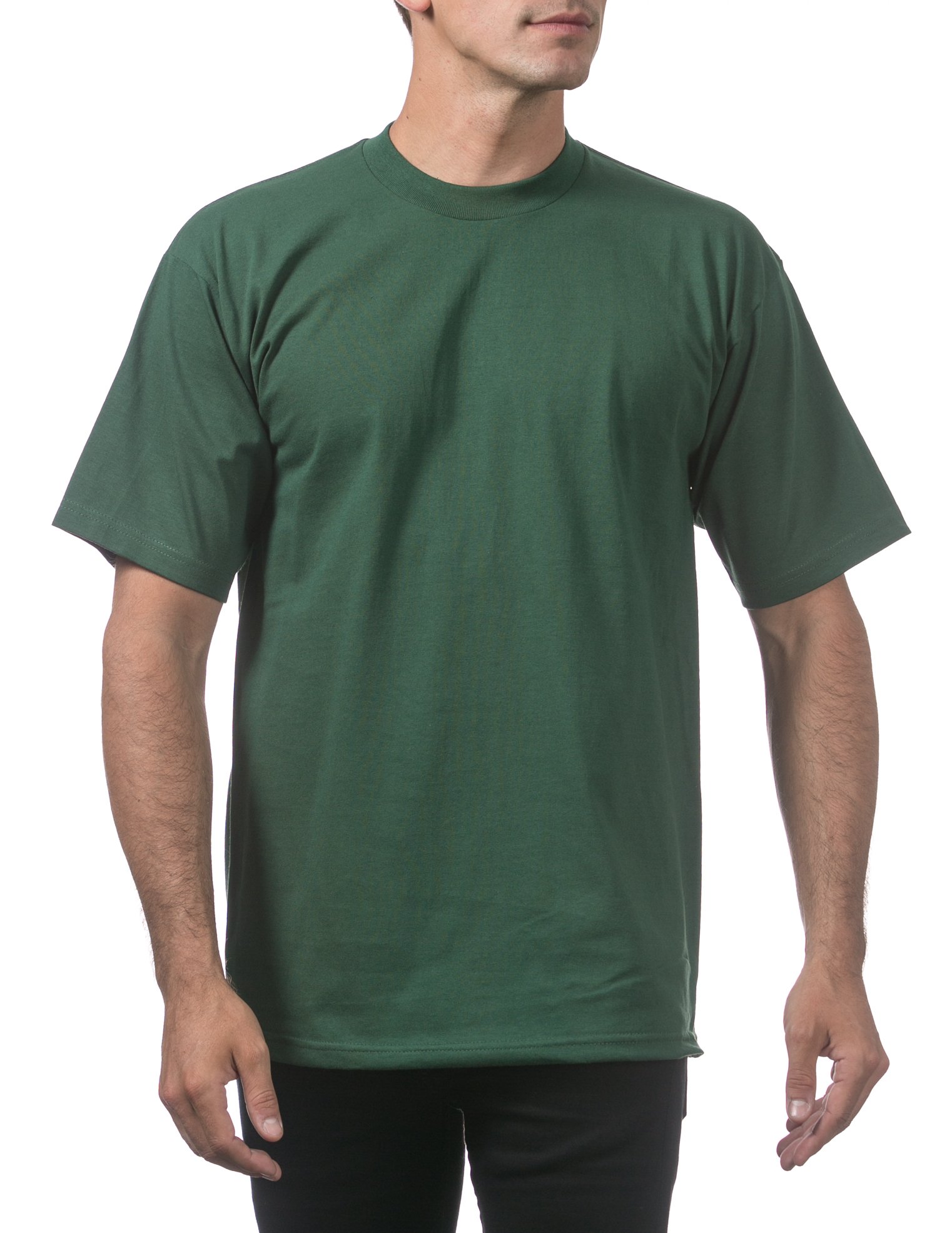 Pro Club Men's 6-Pack Heavyweight Cotton Short Sleeve Crew Neck T-Shirts - Forest Green, 4XL Tall - Soft & Durable for Workout, Gym, Casual Wear & Everyday Use