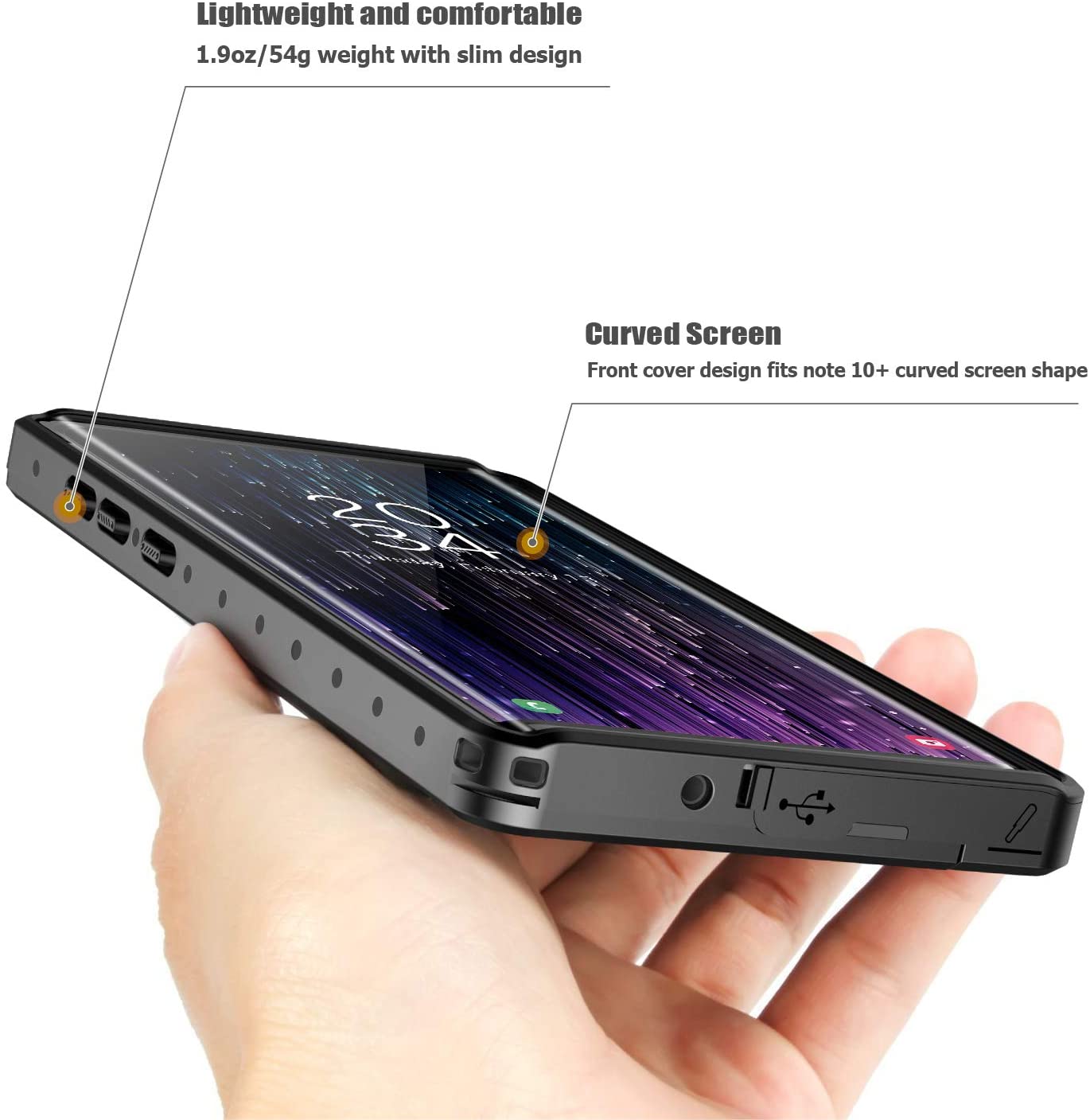 Samsung Galaxy Note 10 Plus Waterproof Case with Built-in Screen Protector | IP68 Certified Underwater Phone Cover for Swimming, Snorkeling & Outdoor Activities