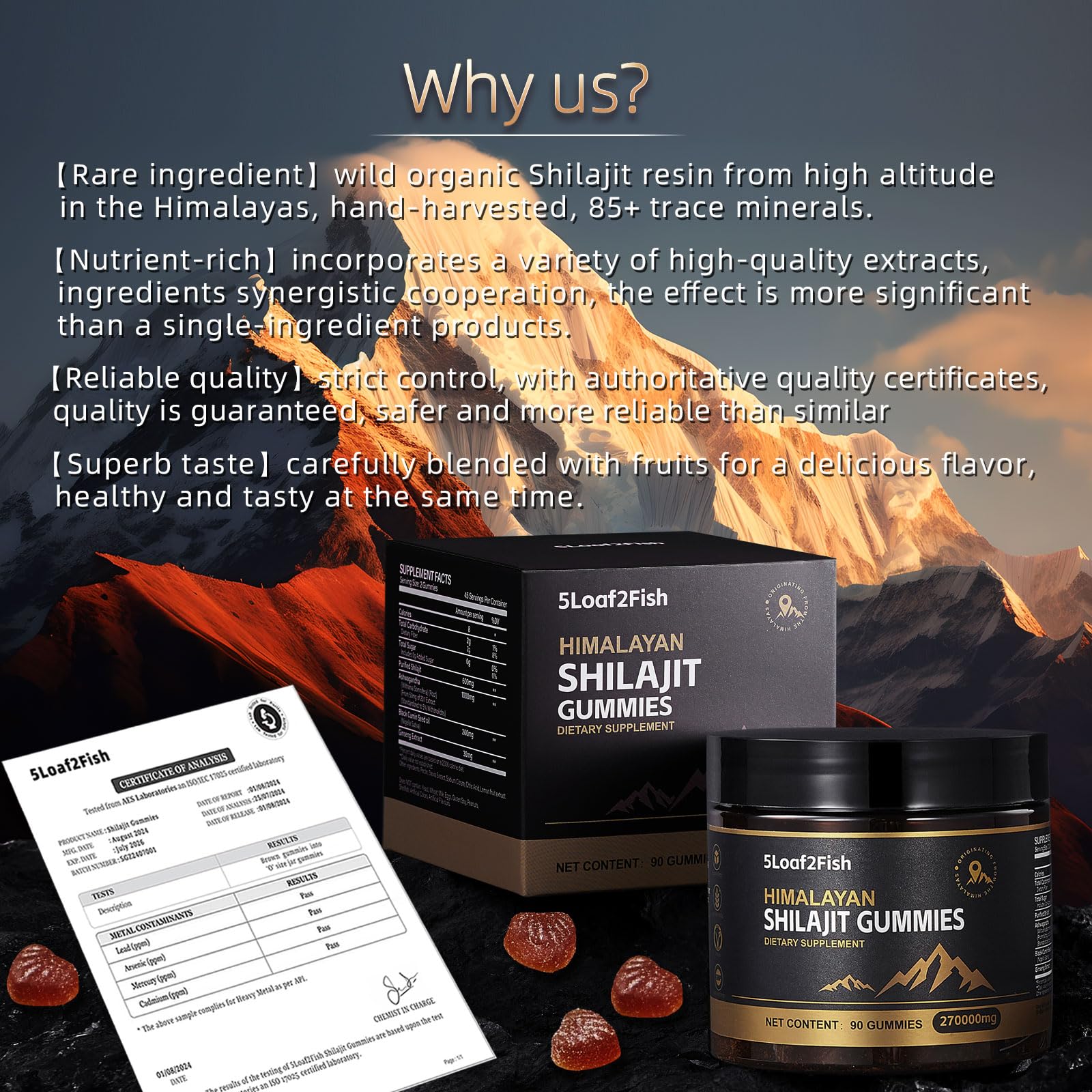 Organic Shilajit Gummies for Men & Women - Pure Himalayan Shilajit Supplement with 85+ Trace Minerals, Ashwagandha & Black Seed Oil Extract - 90 Count Gummies for Energy, Immunity & Stress Relief - Perfect for Daily Wellness & Active Lifestyle