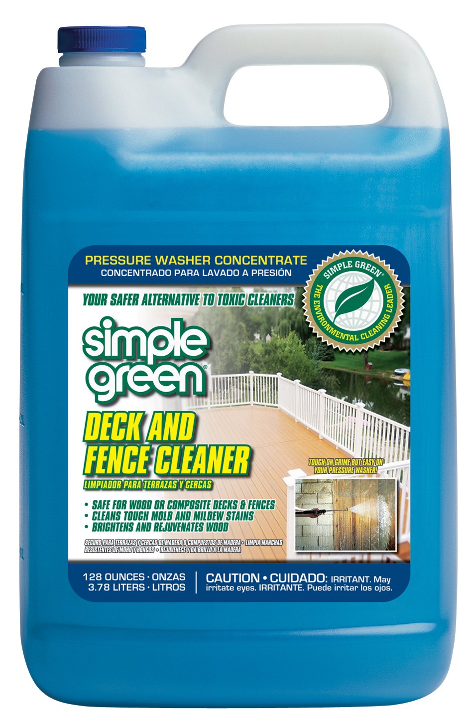 Simple Green 18200 1 Gallon Deck & Fence Cleaner Concentrate (4 Pack) - Outdoor Wood Cleaner for Patio, Fence & Deck Restoration - Removes Mold, Mildew & Stains - Eco-Friendly Formula