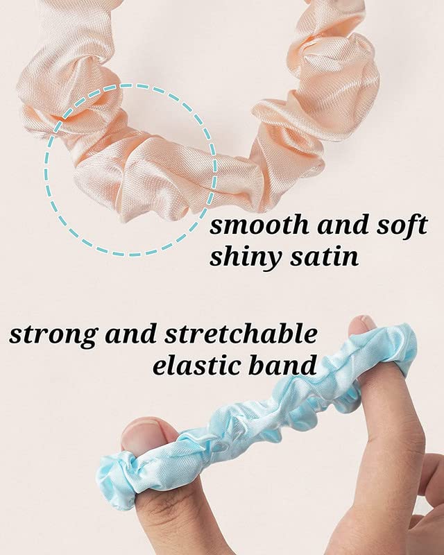 Shidara Silk Hair Scrunchies - 12 Pack Satin Ponytail Holders for Women with Curly, Thick or Thin Hair | Soft Hair Elastics for Everyday Use, Workouts & Special Occasions