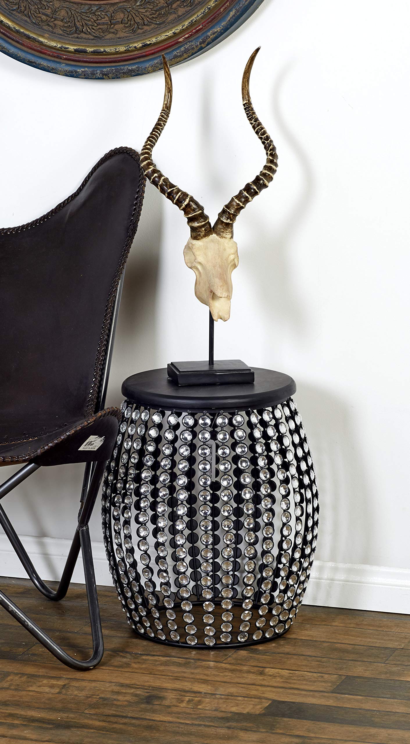 Deco 79 Modern Black Metal Side Table with Crystal Accents - 16