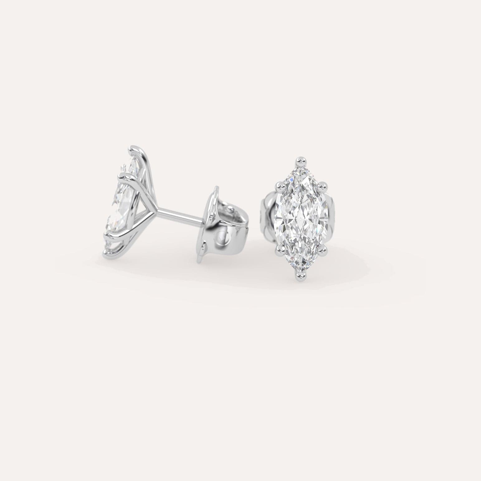 2 Carat Marquise Cut Diamond Stud Earrings for Women - 14K White Gold Dangle Earrings - Perfect for Weddings, Anniversaries & Special Occasions