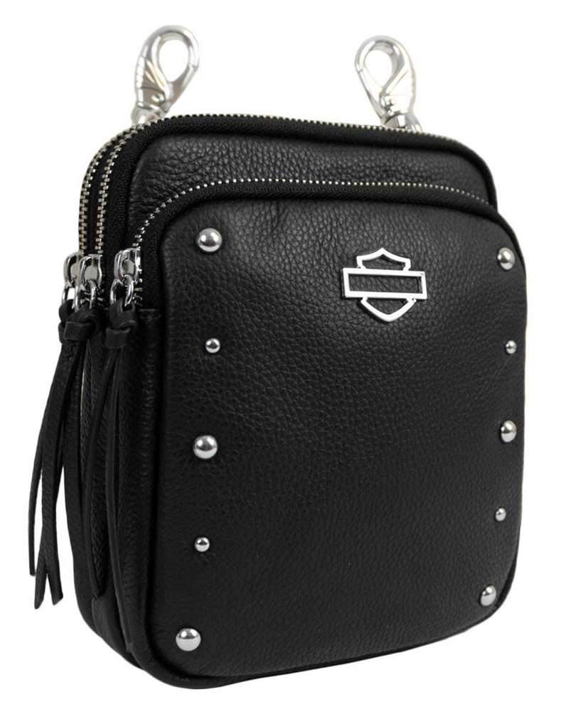 Harley-Davidson Women's Biker Leather 3-in-1 Deluxe Hip Bag RD7248L - Perfect for Motorcycle Rides, Travel & Everyday Use