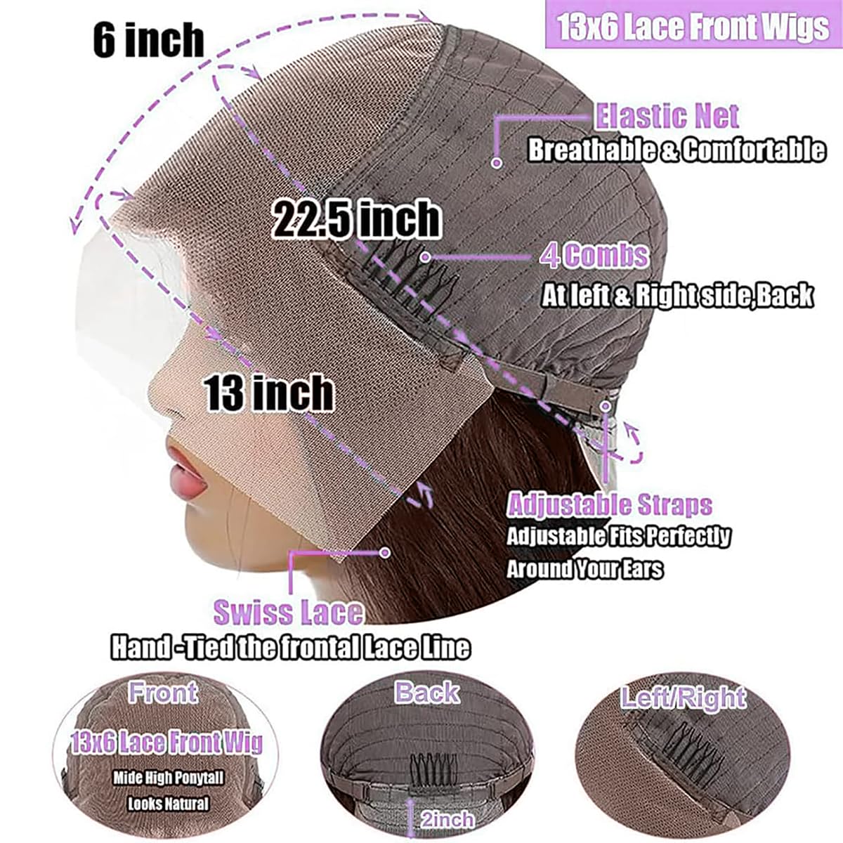 13x6 Chocolate Brown Lace Front Human Hair Wig - 200% Density Body Wave with HD Transparent Lace & Pre-Plucked Baby Hair - 26 Inch Natural Looking Wigs for Women - Perfect for Daily Wear, Special Occasions & Cosplay