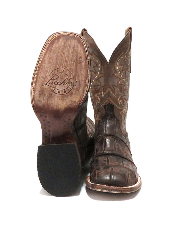 Lucchese M4343 Men's Malcolm Giant Gator Square Toe Boots in Chocolate Brown - Premium Cowboy Boots for Western Riding, Country Fashion & Outdoor Events