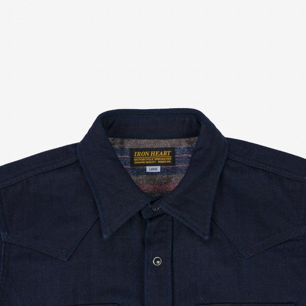 Iron Heart IHSH 368 14oz Double Cloth Western Shirt - Premium Denim Workwear for Men | Durable Indigo Shirt for Cowboy, Ranch & Outdoor Activities