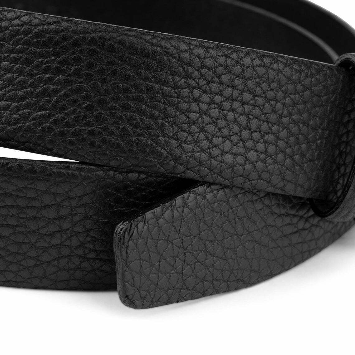 Premium Black Soft Leather Belt for Men - Genuine Pebbled Calfskin Strap 35mm Width - Compatible with Montblanc Buckles - Perfect for Office, Formal Events & Everyday Wear