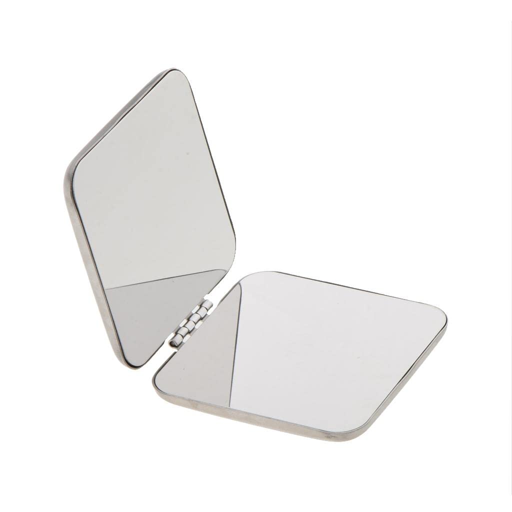 Premium Stainless Steel Compact Makeup Mirror - 2-Sided Folding Travel Mirror with Magnifying & Regular Side, Shatterproof & Portable for Home, Travel, and Professional Use
