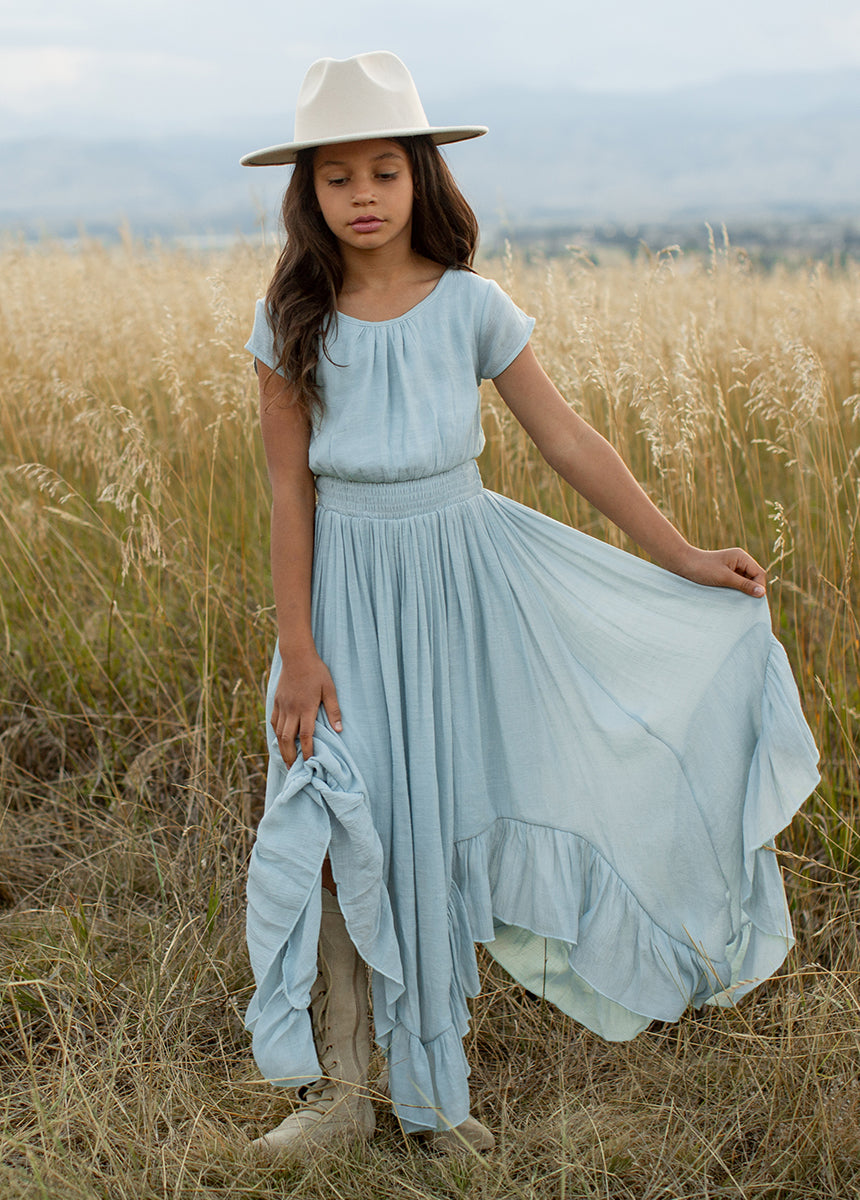 Briley Women's Sky Blue Dress - Elegant Flowy Midi Dress for Casual Wear, Office & Special Occasions | Perfect for Summer, Weddings & Parties
