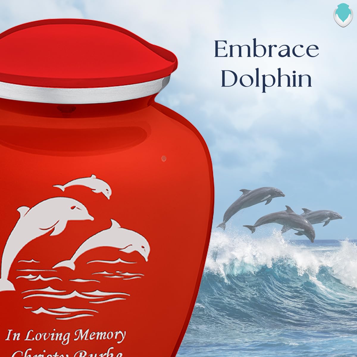 Personalized Dolphin Cremation Urns for Ashes - Large Bright Red Funeral Urn for Adults with Double-Side Engraving (Holds 200 lbs) - Memorial Keepsake for Loved Ones | Perfect for Home Display, Funeral Services & Memorial Ceremonies