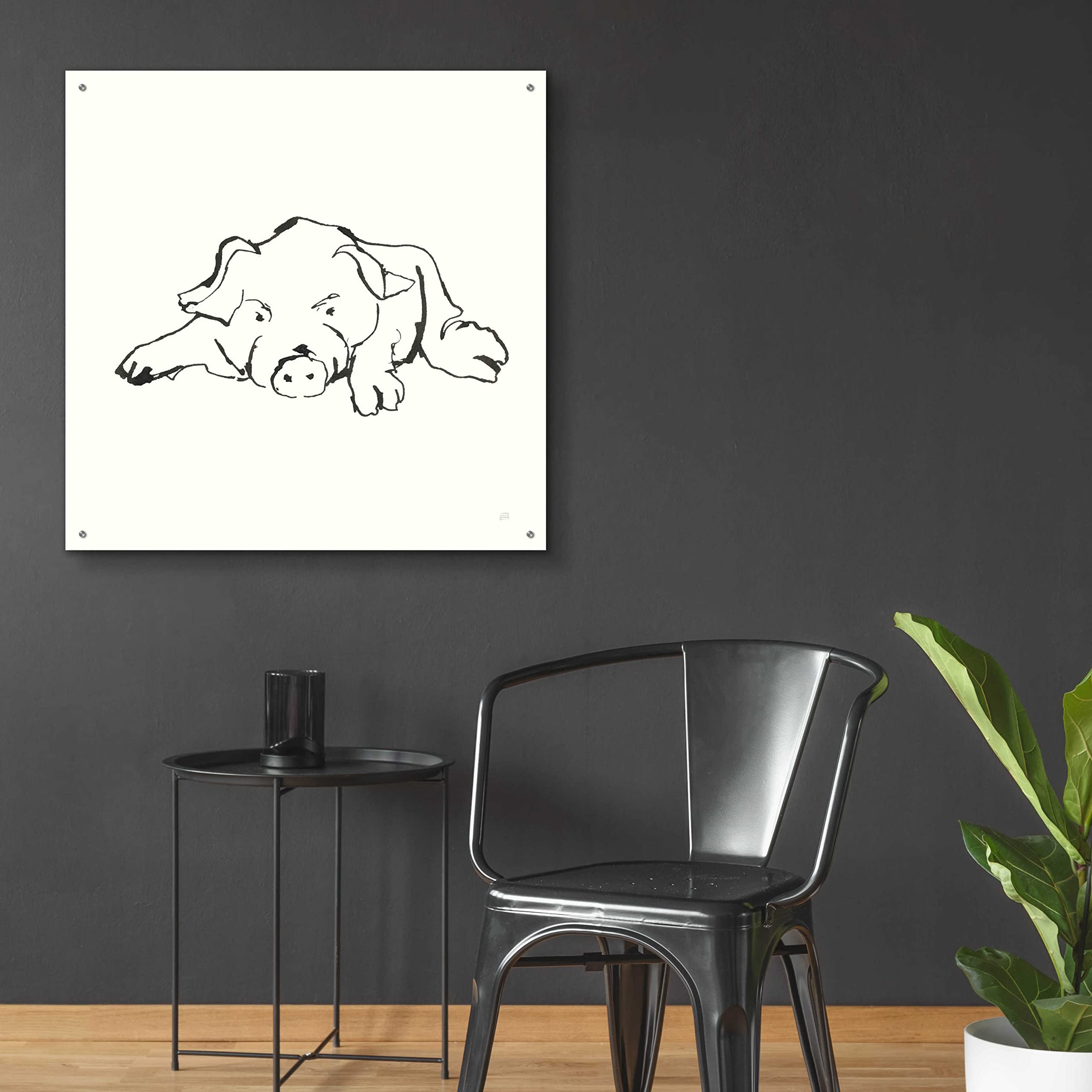 Chris Paschke 'Line Pig I' Acrylic Glass Wall Art - 36x36 Inch Modern Abstract Painting for Living Room, Bedroom & Office Decor