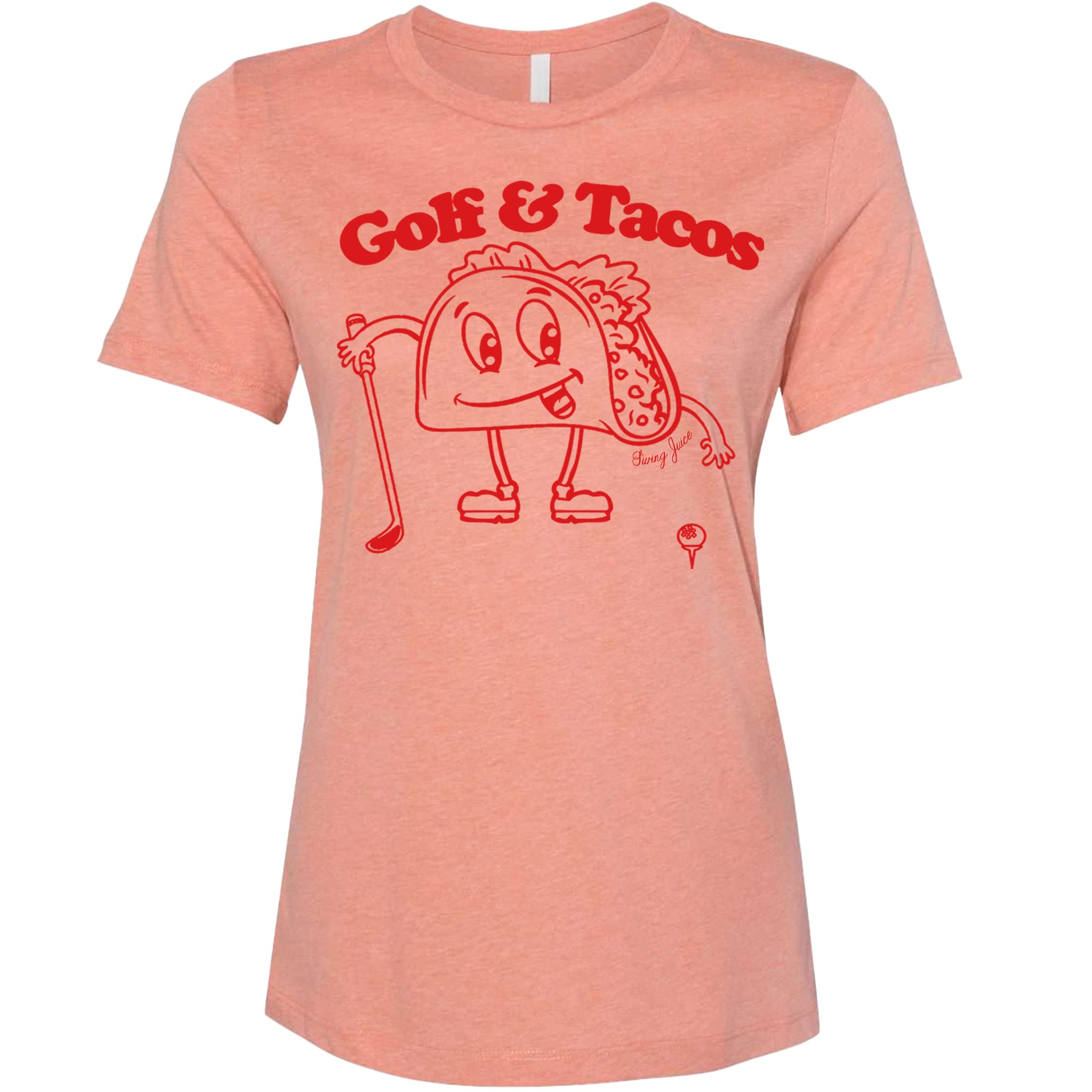 Funny Golf & Tacos Crew Neck Short Sleeve T-Shirt for Women - Comfortable Casual Golf Apparel for Practice, Tournaments & Leisure Wear