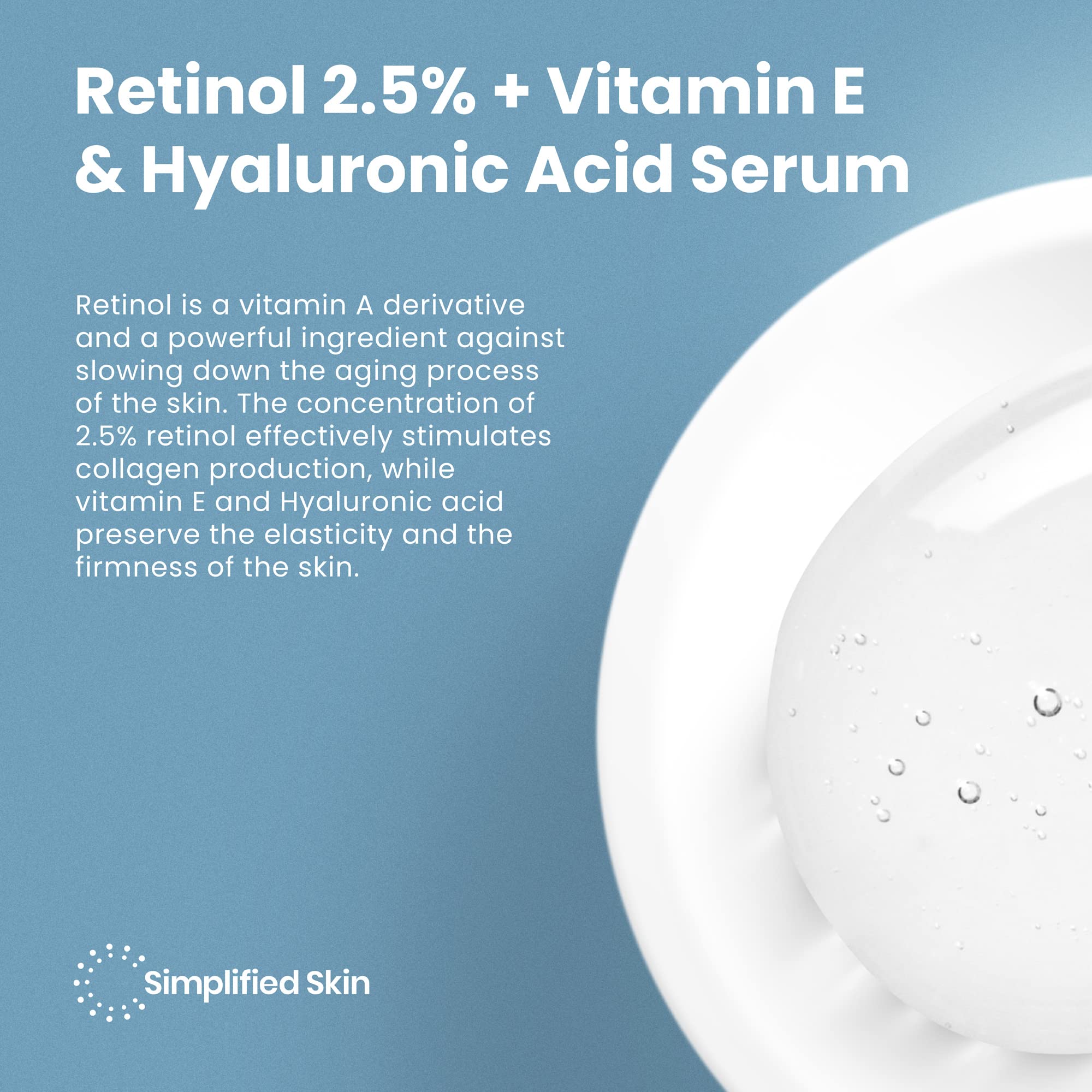 2.5% Retinol Serum for Face & Eyes with Vitamin E, Hyaluronic Acid & Green Tea - Anti-Aging Treatment for Wrinkles, Fine Lines & Brightening Skin | Day & Night Facial Serum for Mature & Dry Skin | Perfect for Daily Skincare Routine & Nighttime Repair