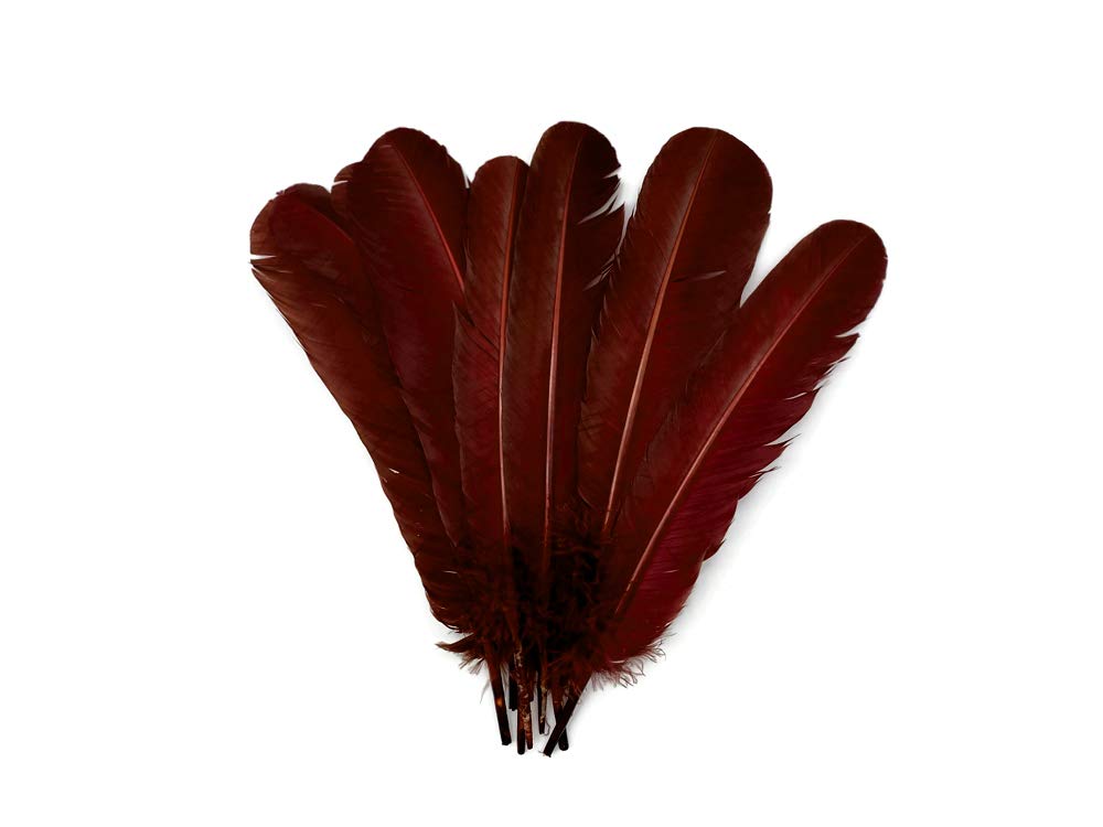1 Lb. Wine Brown Turkey Tom Rounds Secondary Wing Quill Feathers Bulk - Halloween Craft Supplies, DIY Costume Accessories, Dreamcatcher Making | Moonlight Feather