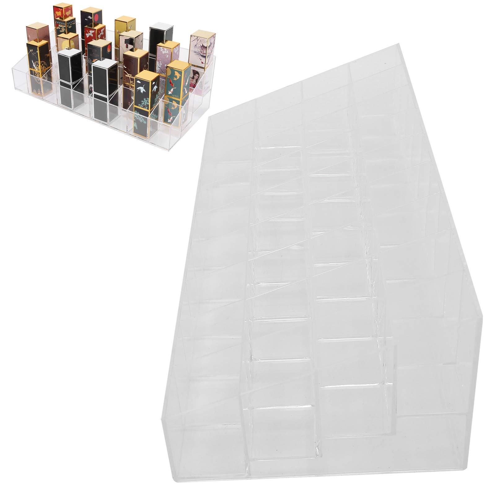Clear Acrylic Lipstick Organizer - Durable Multifunctional Cosmetic Makeup Storage for Lipsticks, Brushes & Bottles | Perfect for Vanity, Bathroom & Travel Beauty Organization