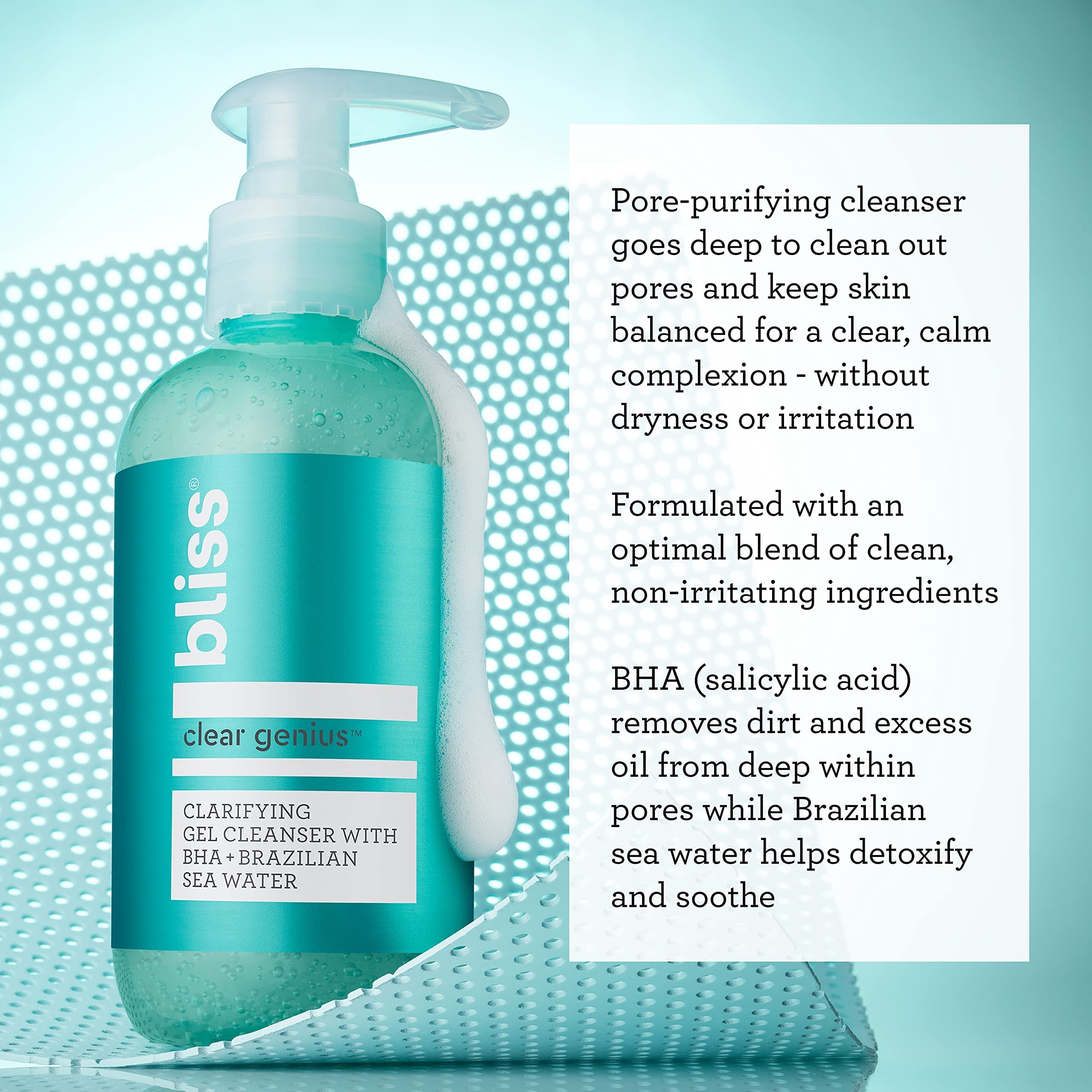 Bliss Clear Genius Clarifying Gel Cleanser & Acne Treatment Body Spray Bundle - Vegan, Cruelty-Free, Paraben-Free Skincare Set for Face and Body | Perfect for Acne-Prone Skin & Post-Workout Breakout Prevention