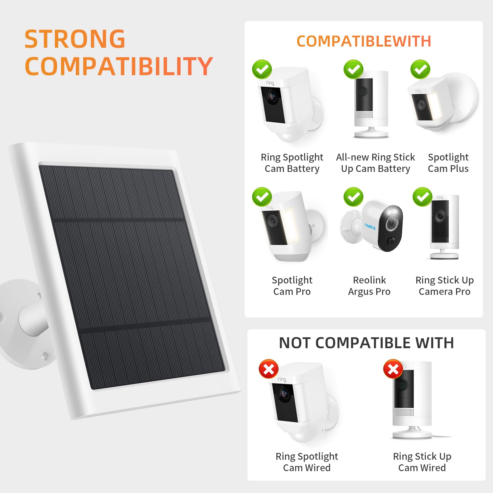 2 Pack 4W Solar Panel Charger for Ring Camera - Compatible with Ring Spotlight & Stick Up Outdoor Battery Cameras - 10ft USB-C to Barrel Plug Cable - Perfect for Outdoor Security & Home Monitoring