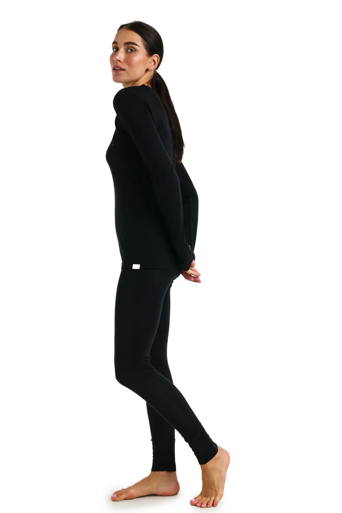 Women's Merino Wool Thermal Underwear Set - 165 Black - Warm Base Layer for Winter, Skiing & Outdoor Activities