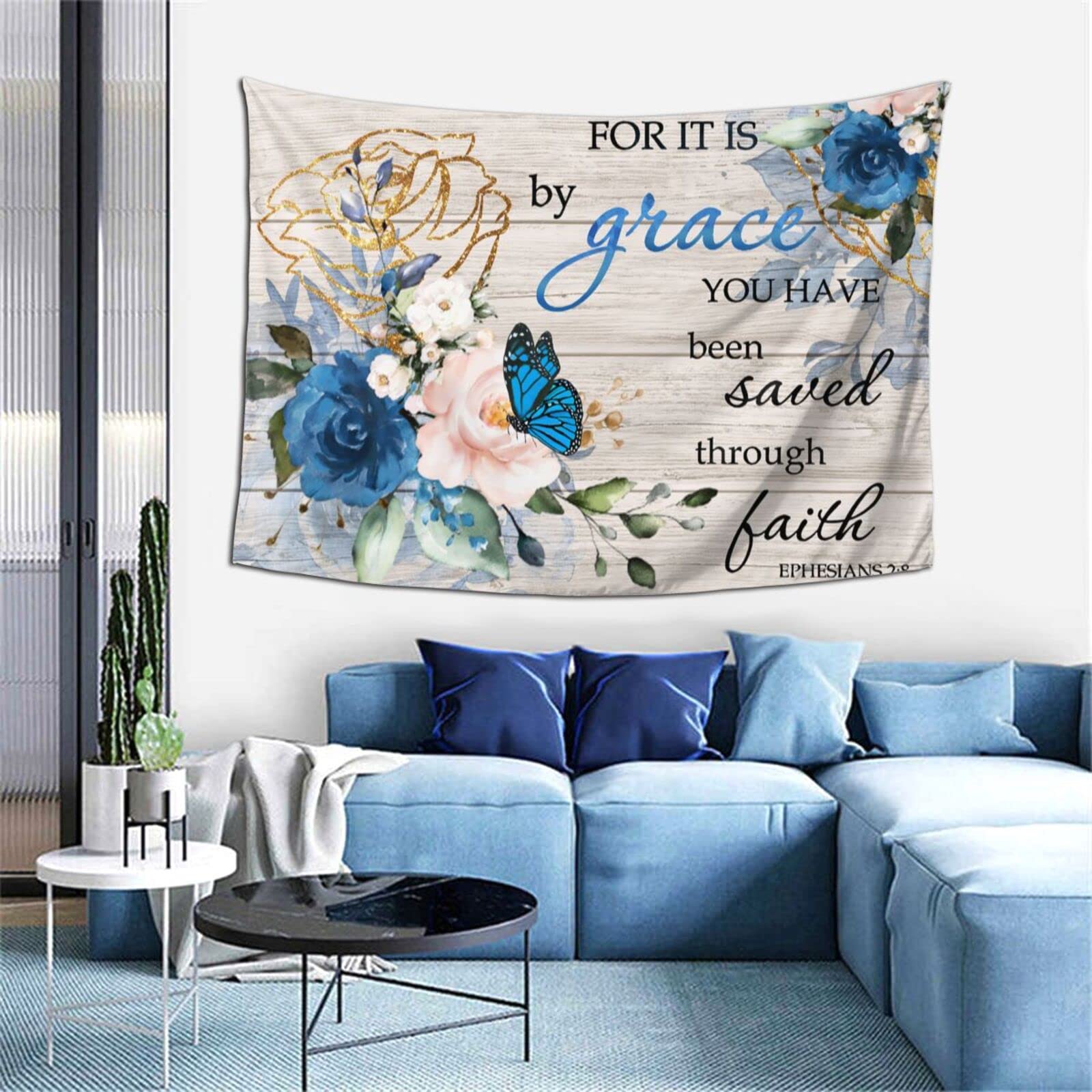 Floral Butterfly Tapestry Wall Hanging - 60x40 Inch Inspirational Decor for Bedroom, Living Room & Dorm
