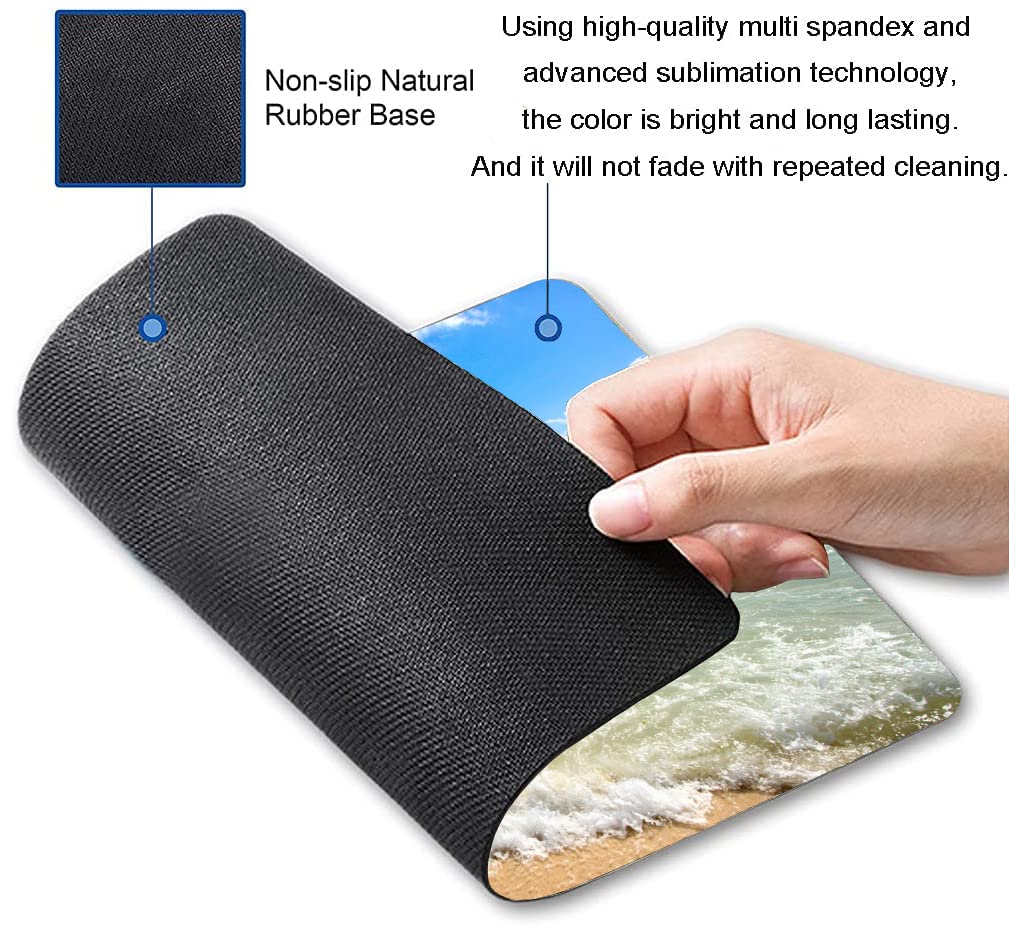 Custom Square Gaming Mouse Pad - Non-Slip Rubber Base Office & Laptop Mouse Mat with Beach Ocean Wave Design | Perfect for PC Gaming, Work Desks & Home Office Setup