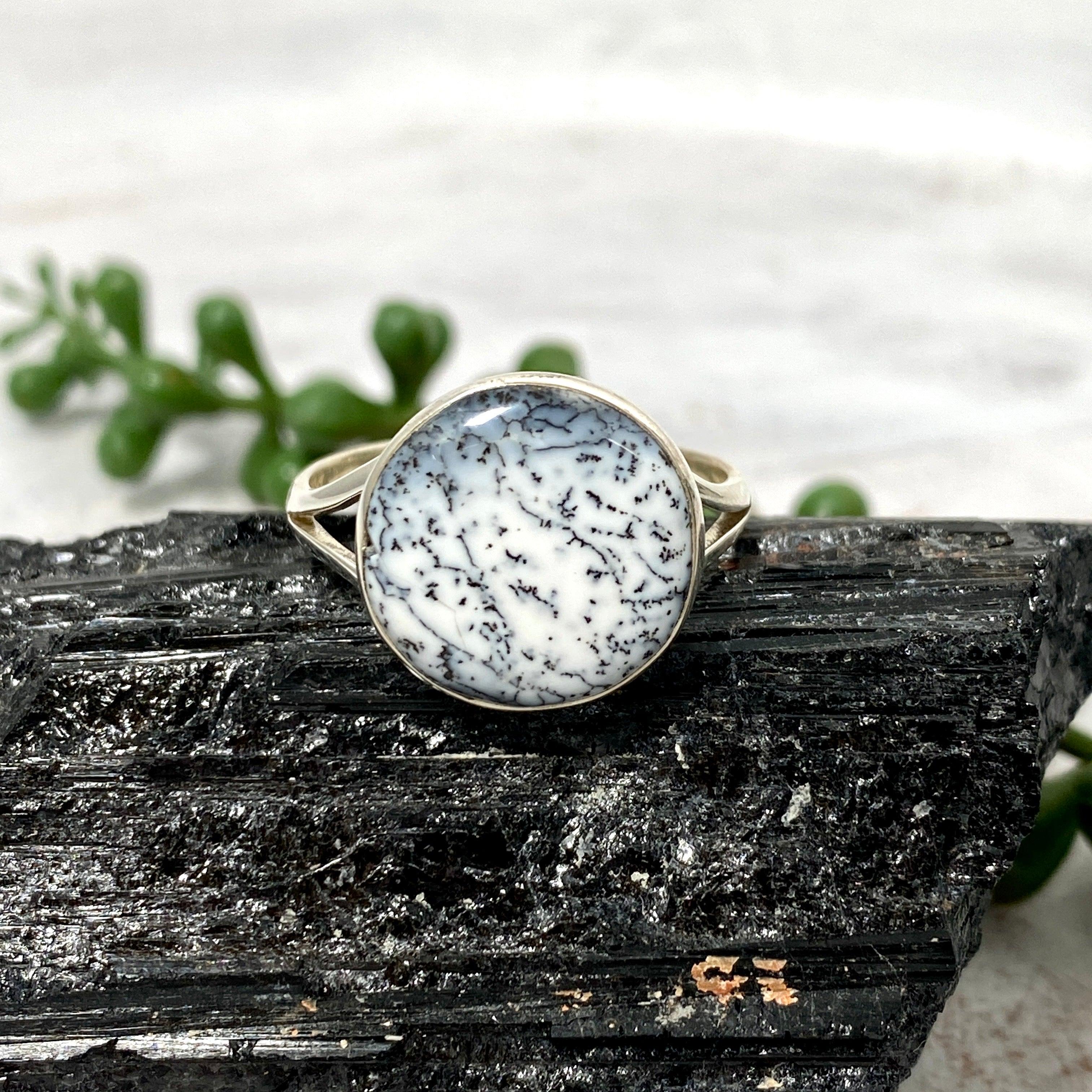 Dendritic Opal Round Ring Size 10 - KRGJ2295 | Elegant Handmade Jewelry for Women, Perfect for Weddings, Parties & Gifts
