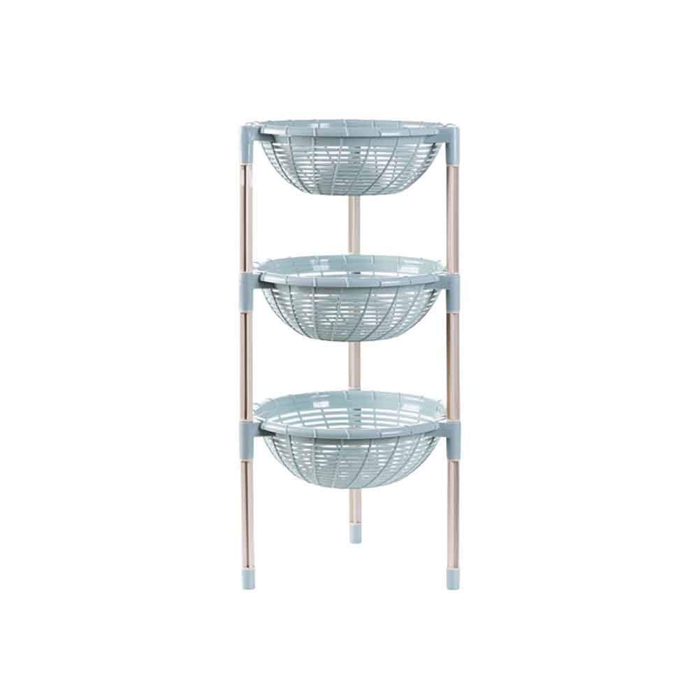 3-Tier Round Kitchen Storage Organizer - Dish Rack & Fruit/Vegetable Shelf - Space Saving Countertop Organizer for Kitchen, Pantry, Bathroom (Blue) - Perfect for Small Spaces & Clutter-Free Organization