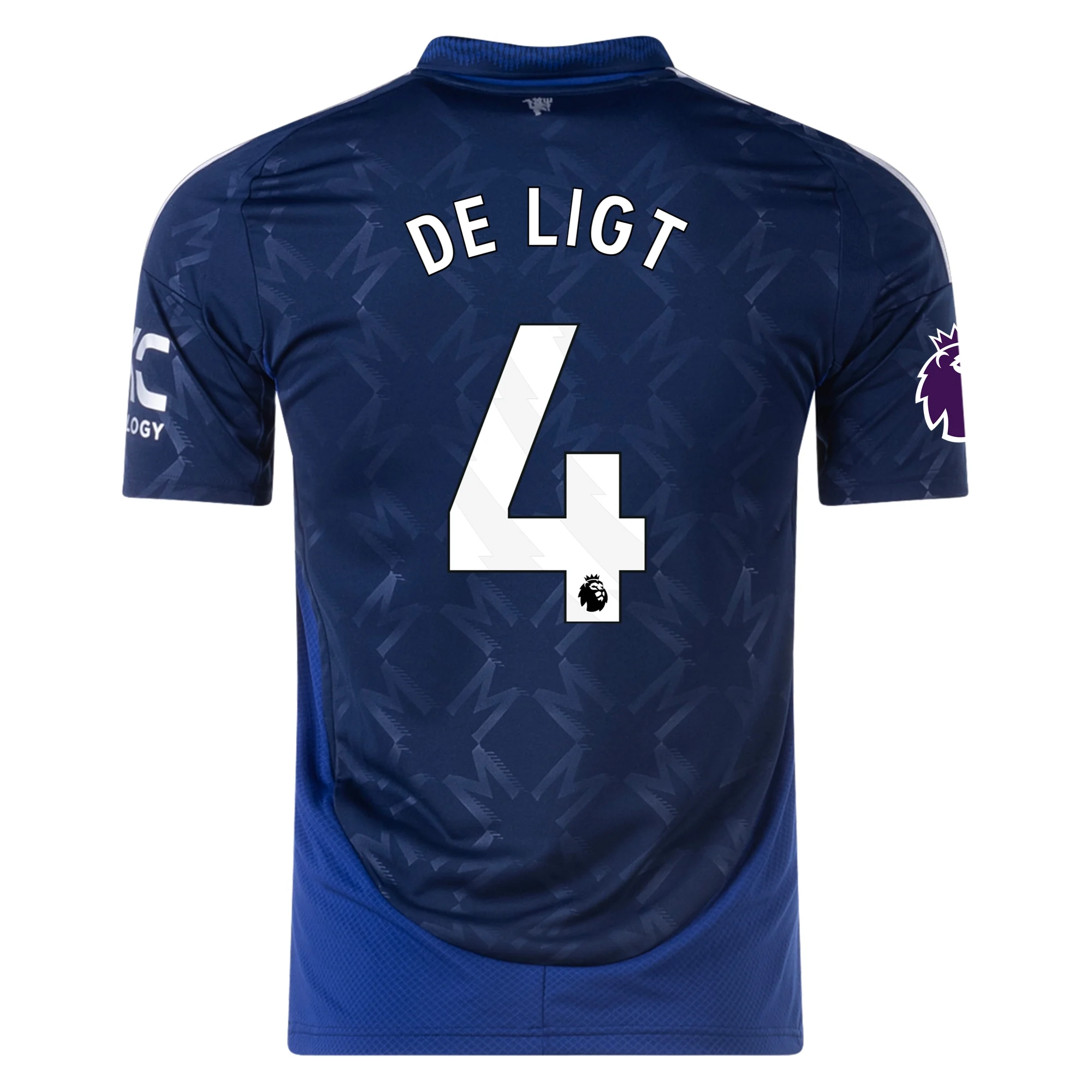 Adidas Manchester United 24/25 Away Jersey - Matthijs de Ligt Player Version with EPL Patch in Night Indigo | Authentic Football Shirt for Fans & Match Day Wear