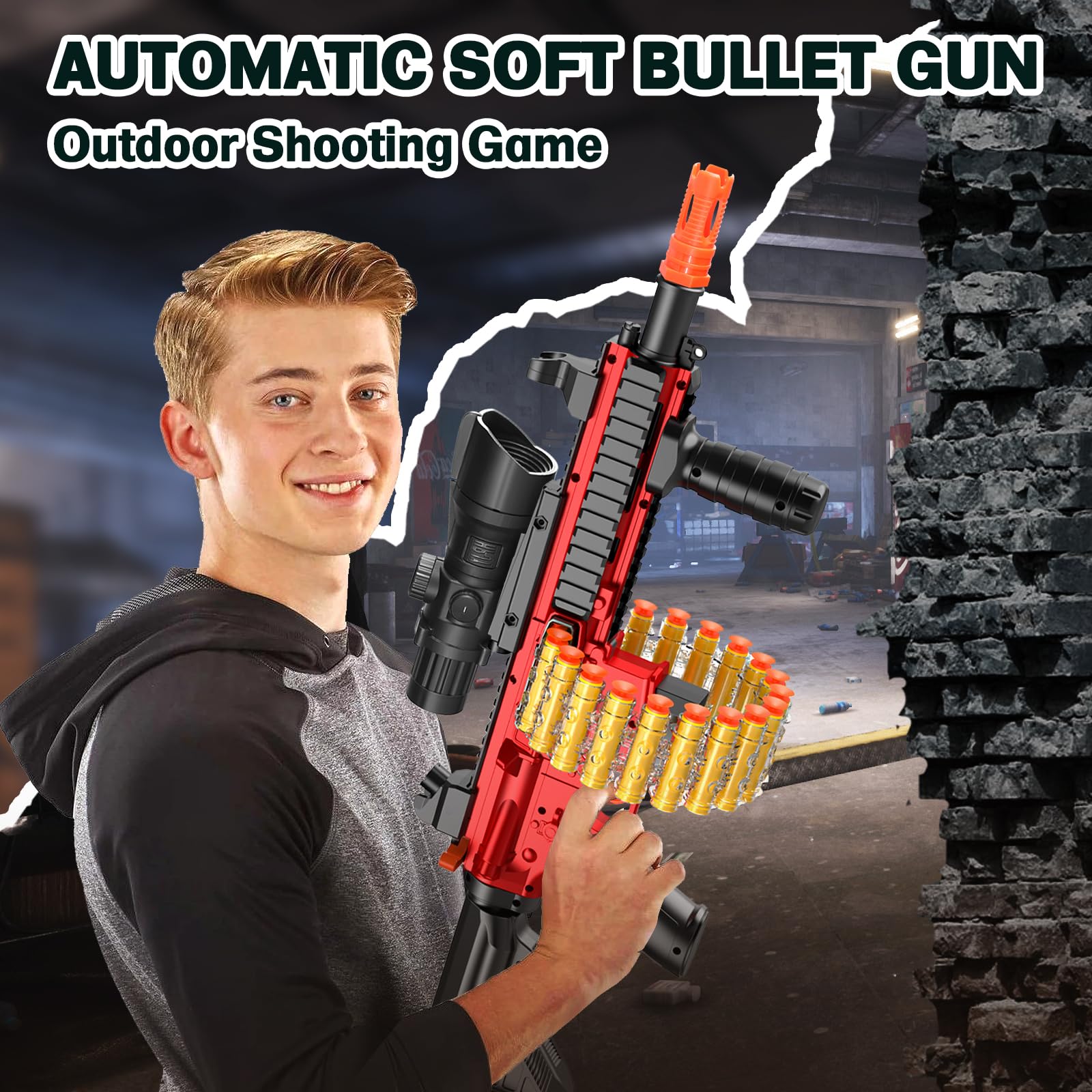 Electric Foam Blaster Toy Gun - Automatic Soft Bullet Sniper Rifle with Scope | Nerf-Compatible Darts | Safe Foam Machine Gun for Boys Ages 8-12 | Outdoor Play, Birthday Gifts & Nerf War Battles