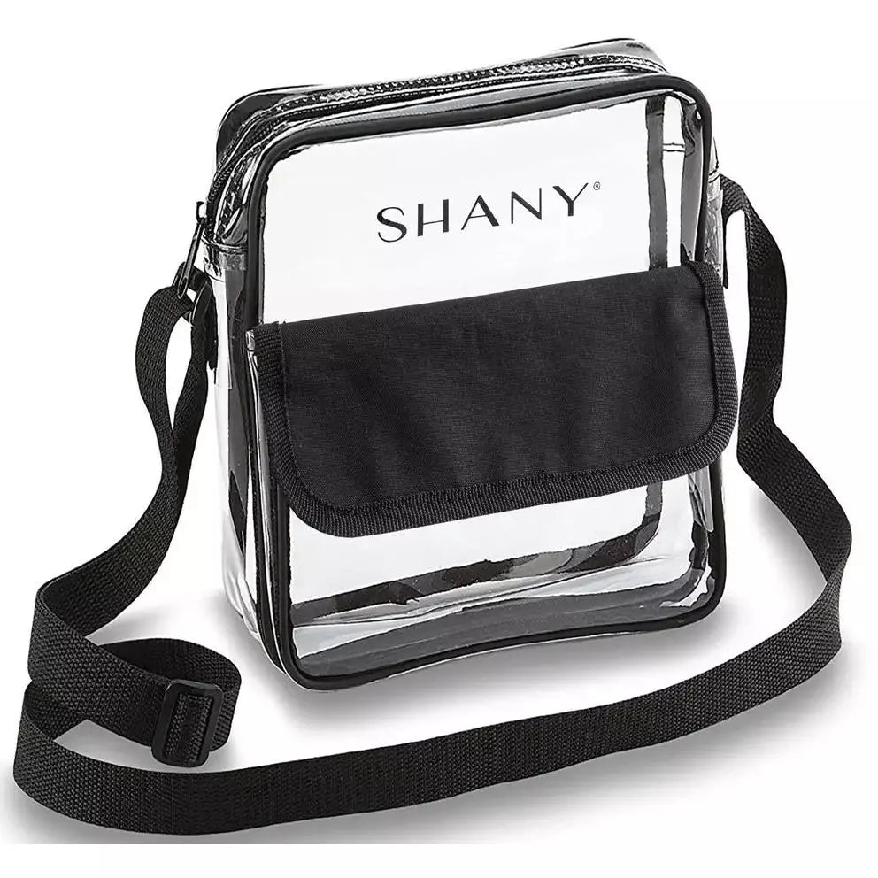 SHANY Clear All Purpose Cross Body Messenger Bag - 8x8x4 Inches, Transparent Waterproof Shoulder Bag for Travel, Concerts, Stadium Events & Security Checkpoints