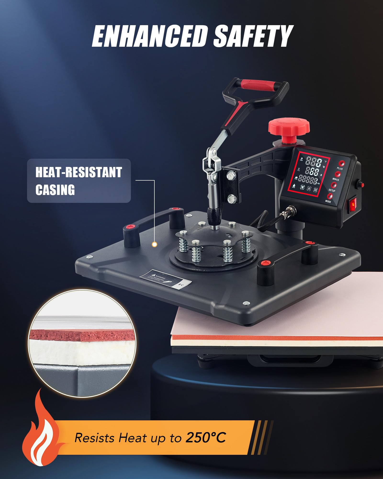 CREWORKS 8-in-1 Digital Heat Press Machine with 360° Swivel & Dual Control - 30X38CM Sublimation Heat Press for T-Shirts, Mugs, Hats, Plates, Caps - Perfect for DIY Crafts, Custom Apparel & Small Business Printing