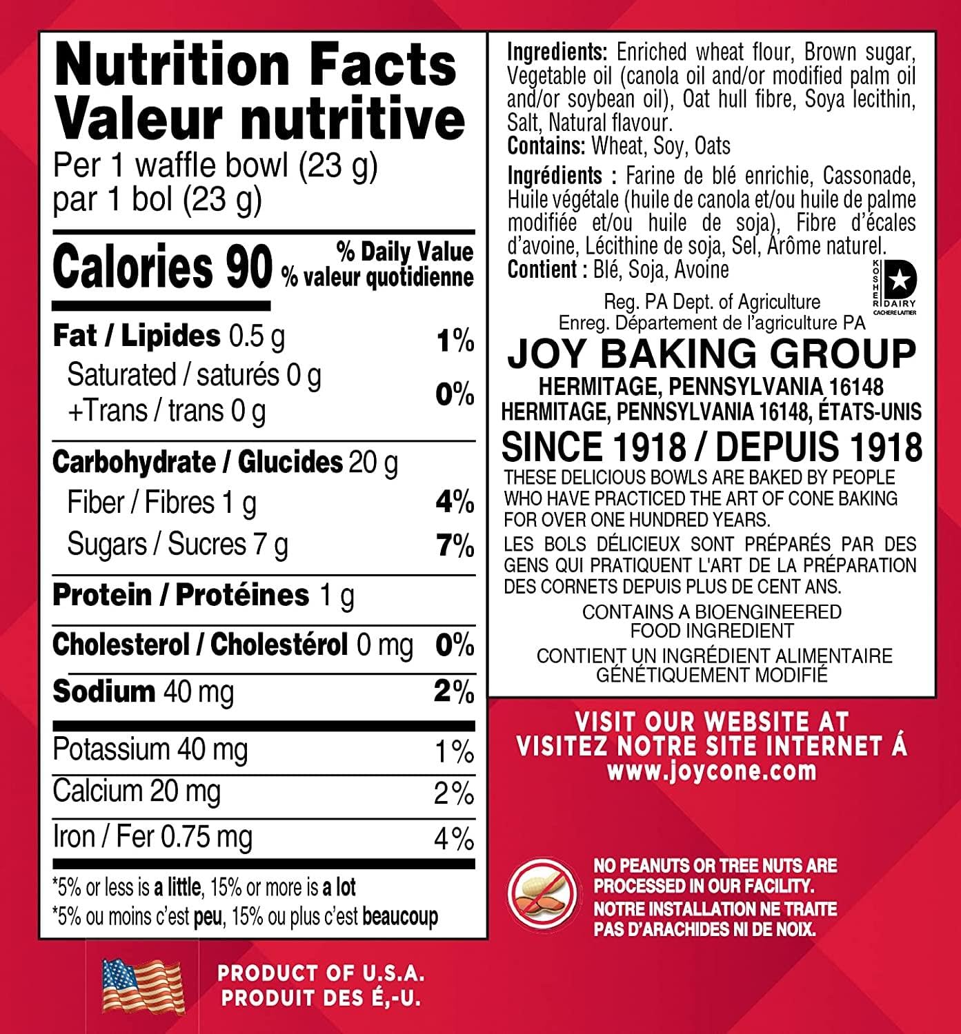Joy Cone Waffle Bowls - 10 Count Pack of Crispy Sugar Cones for Ice Cream, Desserts & Snacks - Perfect for Sundaes, Parfaits, Fruit Cups & Party Treats