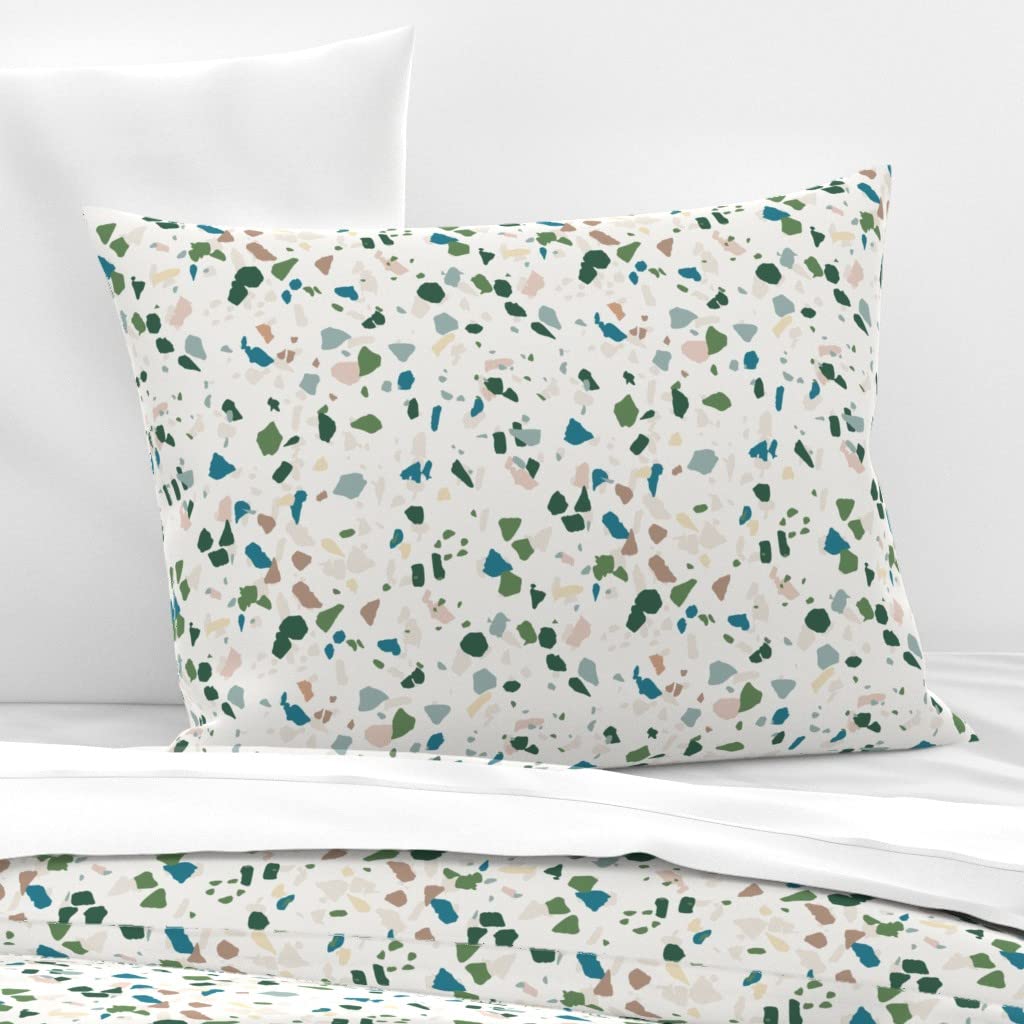 Custom Cotton Sateen Sham Standard Size - Modern Vintage Terrazzo Spot Dots Pastel Print Bedding Pillowcase | Perfect for Boho Chic, Farmhouse & Scandinavian Style Bedrooms