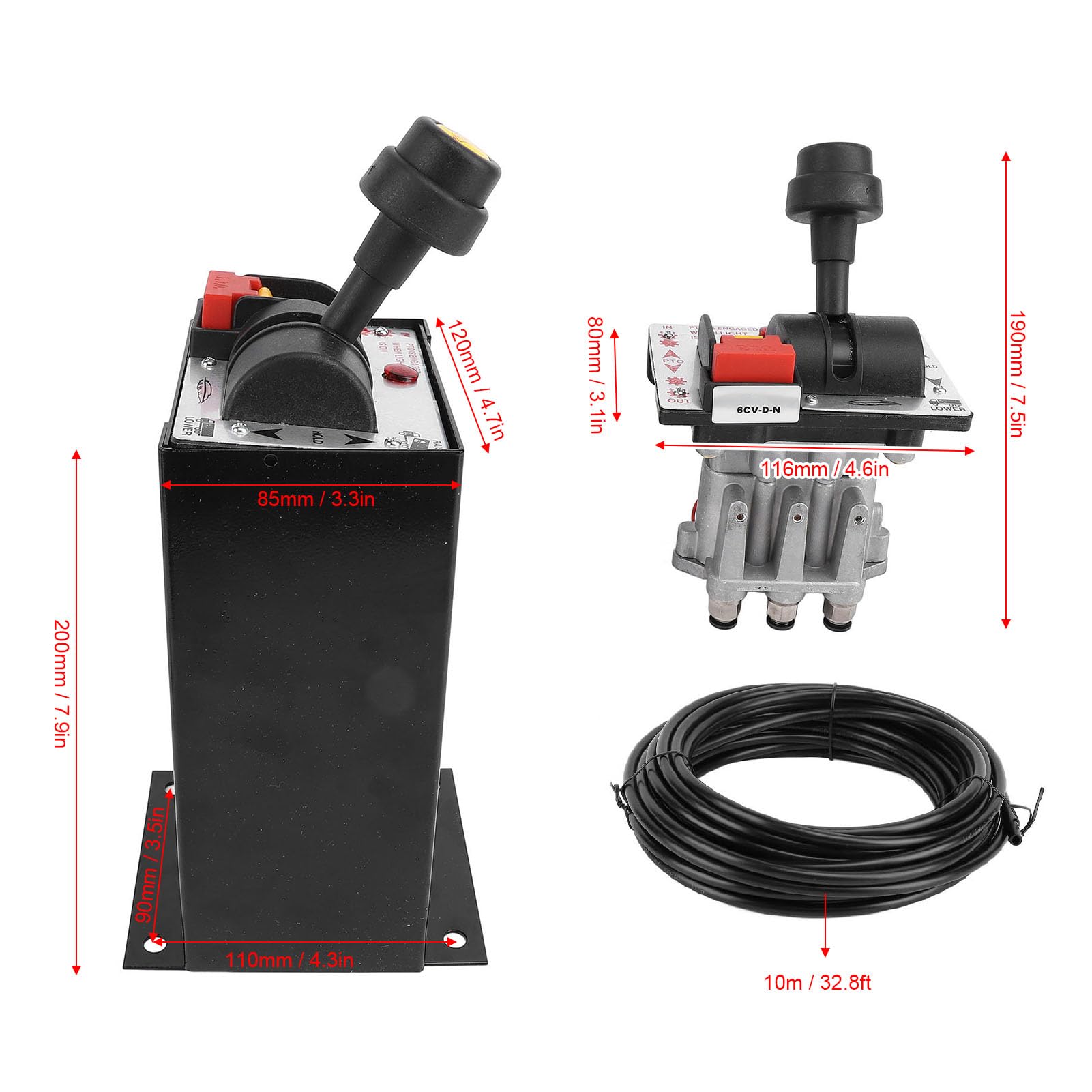 Heavy Duty Dump Truck PTO Control Valve - 6 Ports 4 Position Proportional Hydraulic Valve with PTO Switch for Smooth Tipper Operation - Perfect for Dump Trucks, Trailers & Construction Equipment