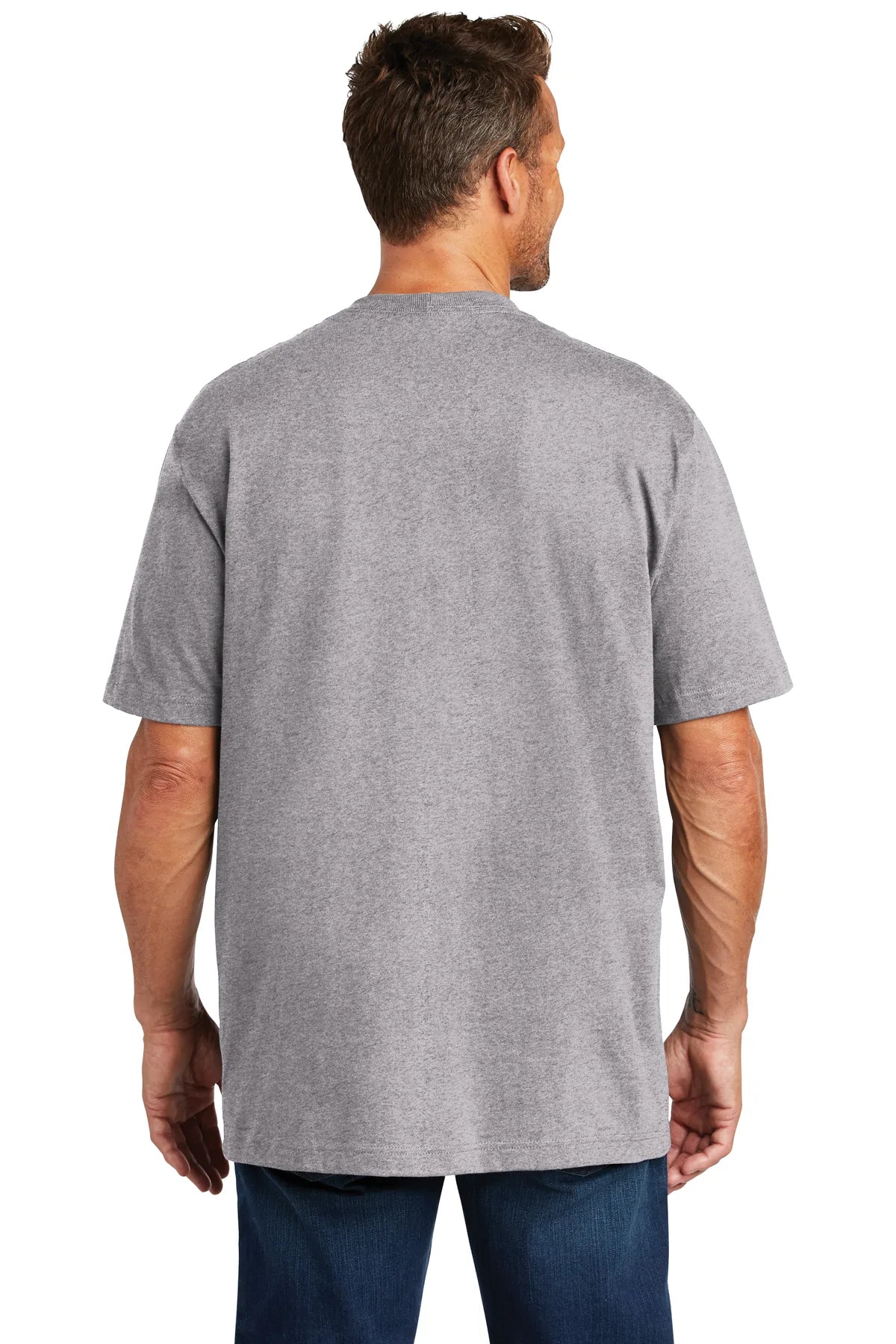 Carhartt Workwear Custom Pocket T-Shirt for Men - Durable Heather Grey Cotton Tee for Construction, Outdoor Work & Casual Wear