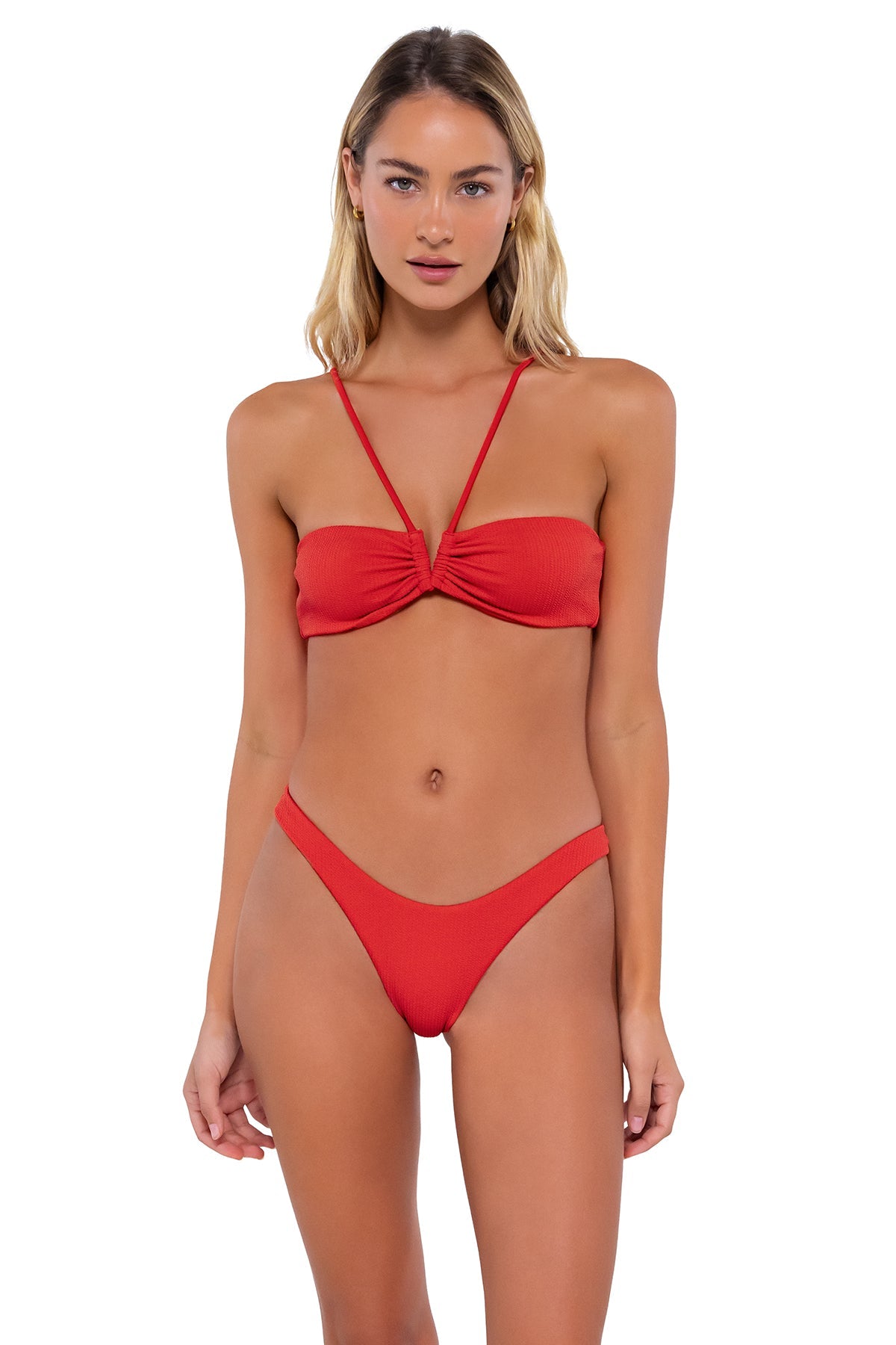 B Swim Camellia Twist Rib Anisa Bikini Top - Women's Sexy High Support Swimwear for Beach, Pool & Vacation | Perfect for Surfing, Sunbathing & Tropical Getaways