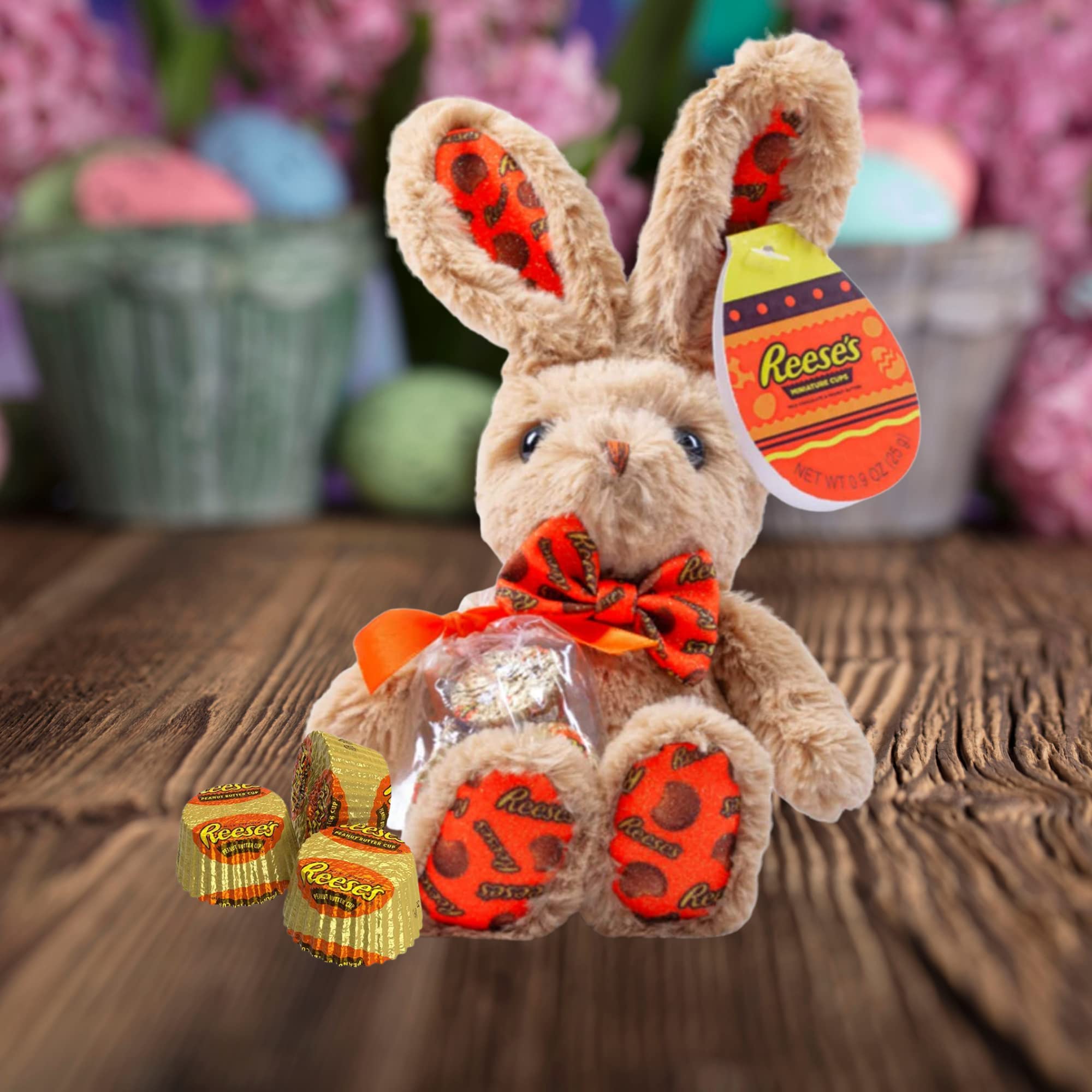 Reese's Easter Gift Set - 10 Inch Soft Plush Bunny & Individually Wrapped Peanut Butter Cups - Perfect for Easter Baskets, Party Favors & Holiday Gifting