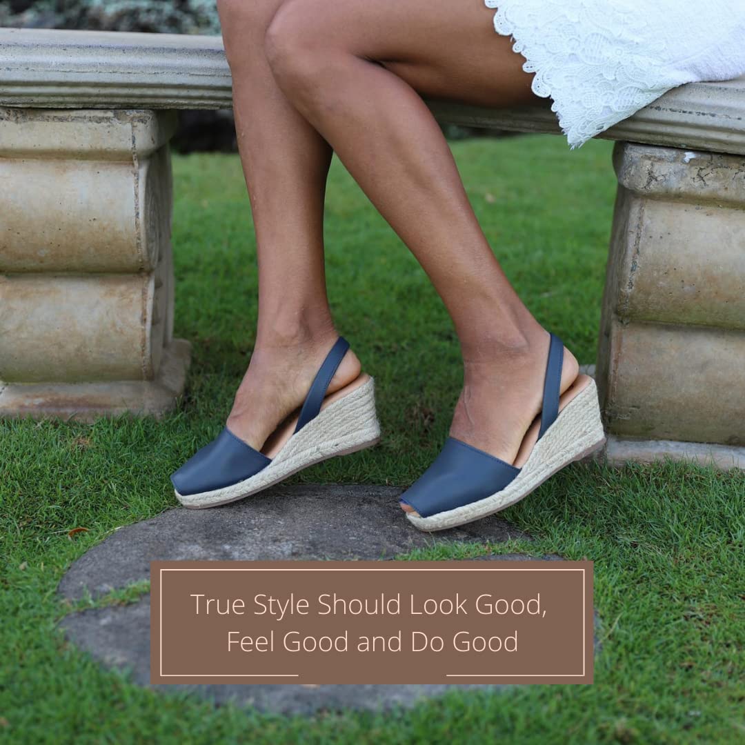 Women's Soft Leather Peep Toe Espadrille Wedge Sandals - Comfortable Summer Slip-On Shoes for Casual Outings & Beach Vacations