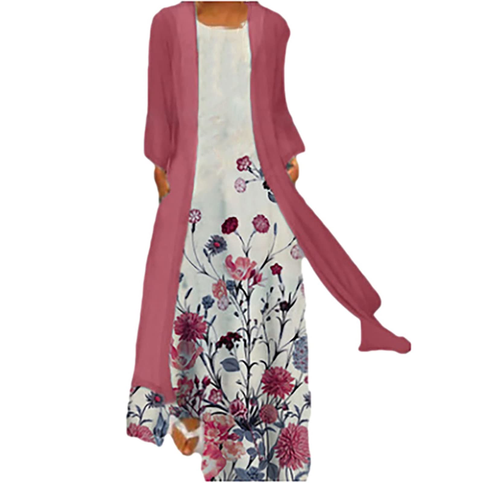Elegant Plus Size Women's Summer Floral Two-Piece Dress Set for Wedding Guest, Party & Formal Occasions | Comfortable & Stylish Outfit for Special Events