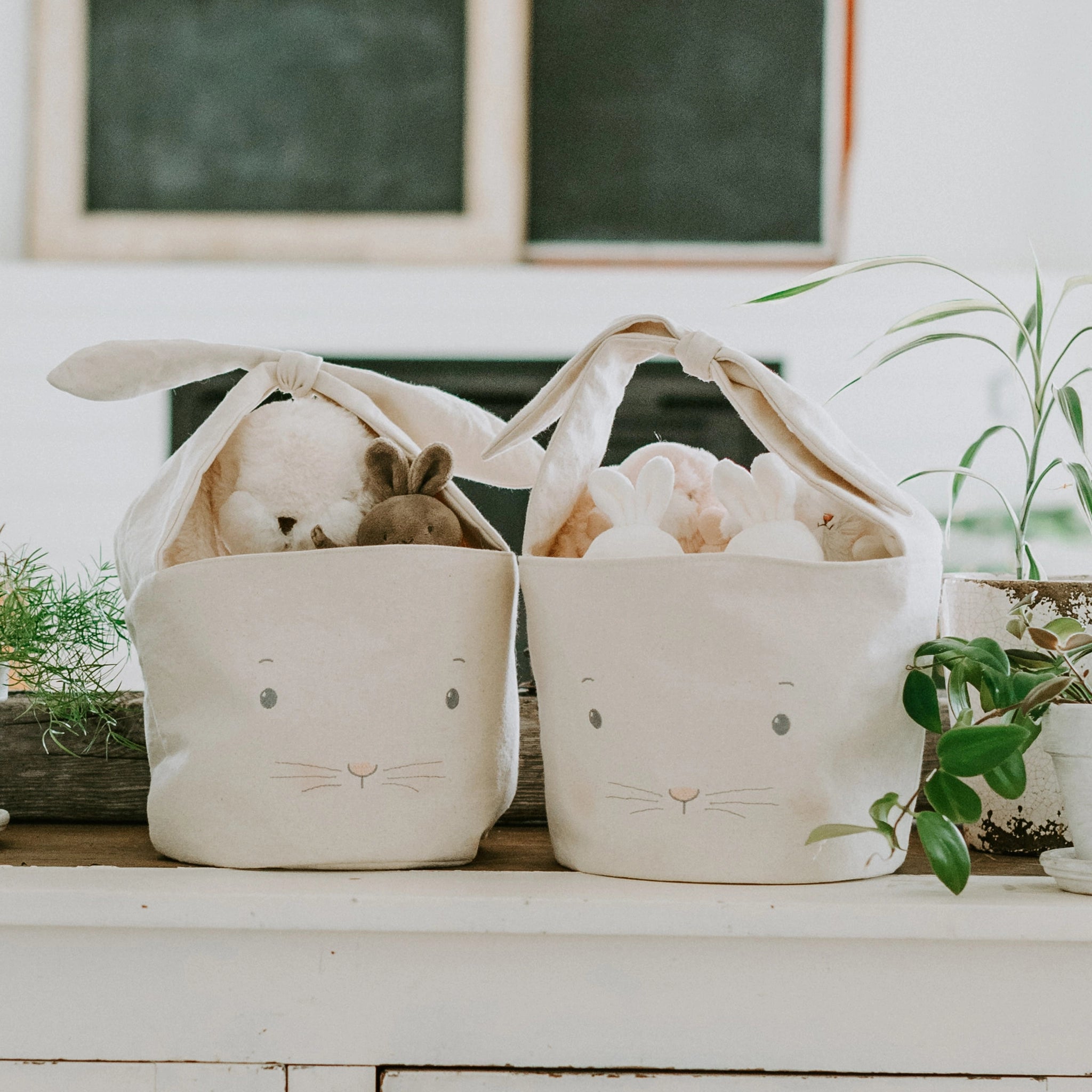 Bunnies by the Bay Cream Bun Bun Basket - Soft Plush Easter Basket for Baby Girls | Perfect for Easter Gift, Baby Shower, Nursery Decor & First Birthday Present