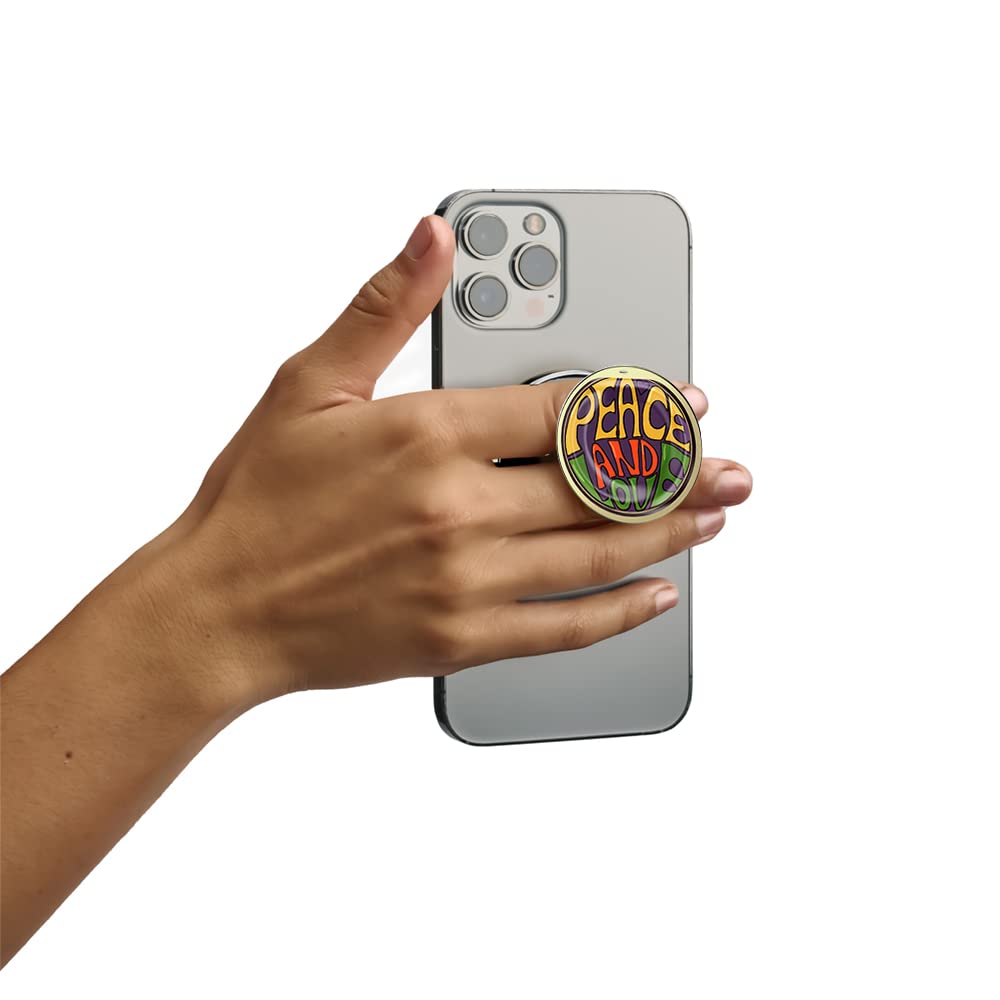 HANDL New York Peace and Love Phone Grip and Stand - Benjamin Collection - Secure Smartphone Holder for Home, Office, and Travel