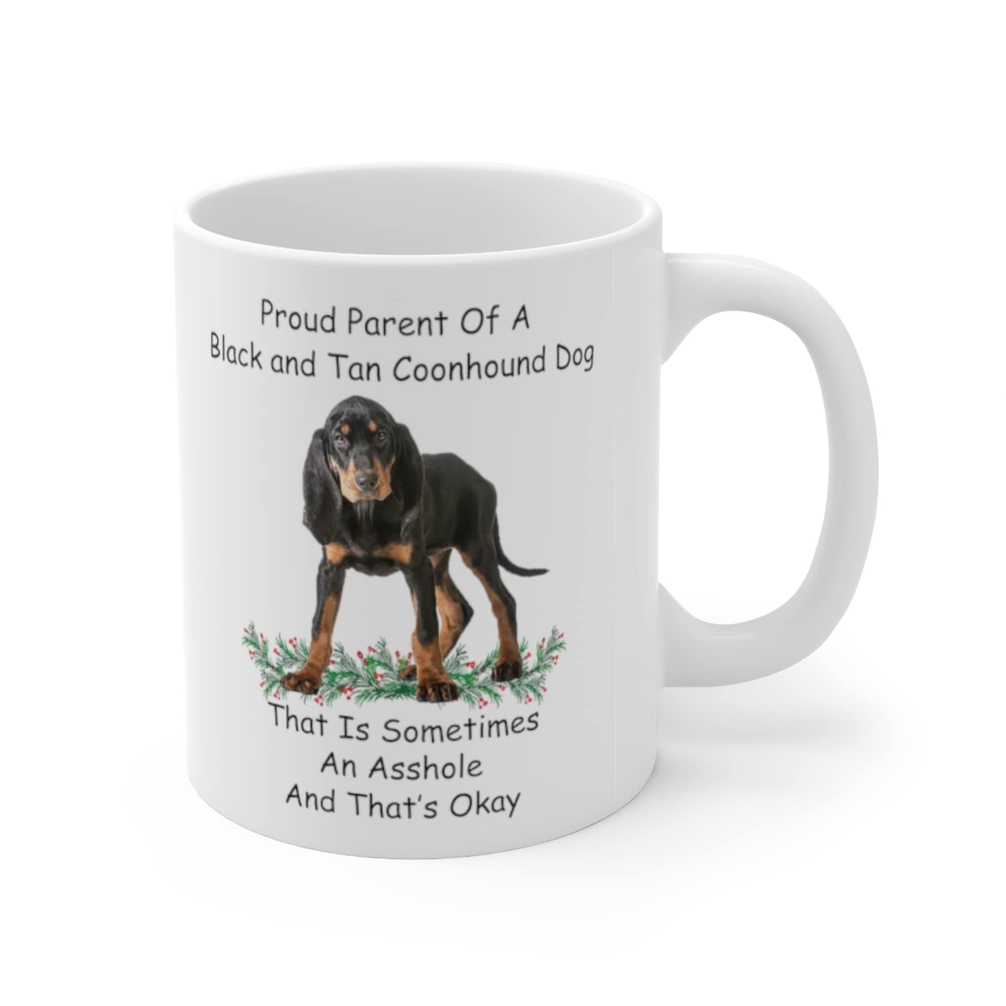 Funny Black and Tan Coonhound Proud Parent Coffee Mug - 11oz White Ceramic Cup for Dog Lovers, Christmas 2024 Gifts - Perfect for Home, Office & Holiday Presents