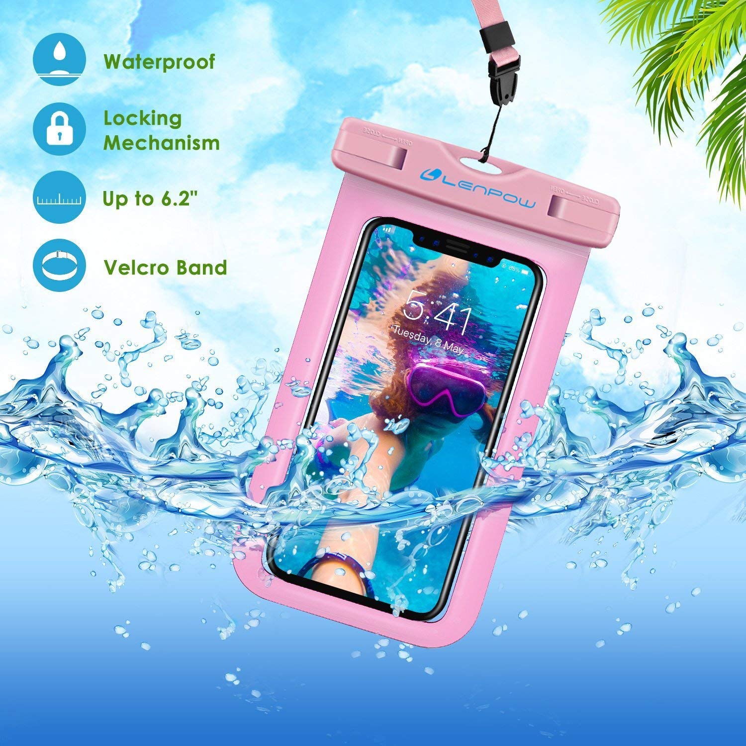 GLBSUNION 4-Pack IPX8 Waterproof Phone Pouch - Universal Underwater Dry Bag for iPhone 15/14/13 Pro MAX Plus & Galaxy up to 7.5