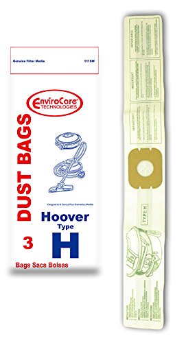 EnviroCare 3-Pack Replacement Vacuum Cleaner Dust Bags - Compatible with Hoover Type H Canister Vacuums | Ideal for Home Cleaning & Pet Hair Removal