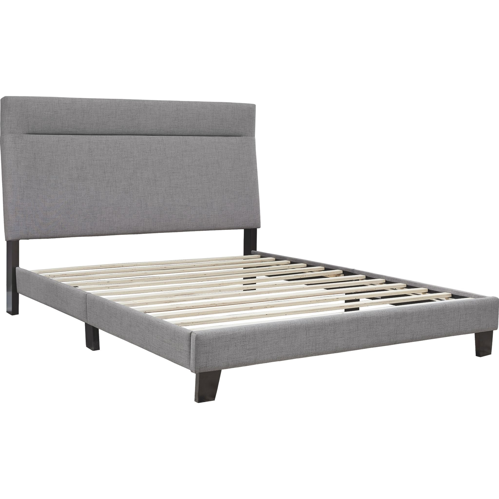 Adelloni King Upholstered Bed Frame - Gray Fabric Headboard - Modern Luxury Bedroom Furniture for Master Suite & Guest Room