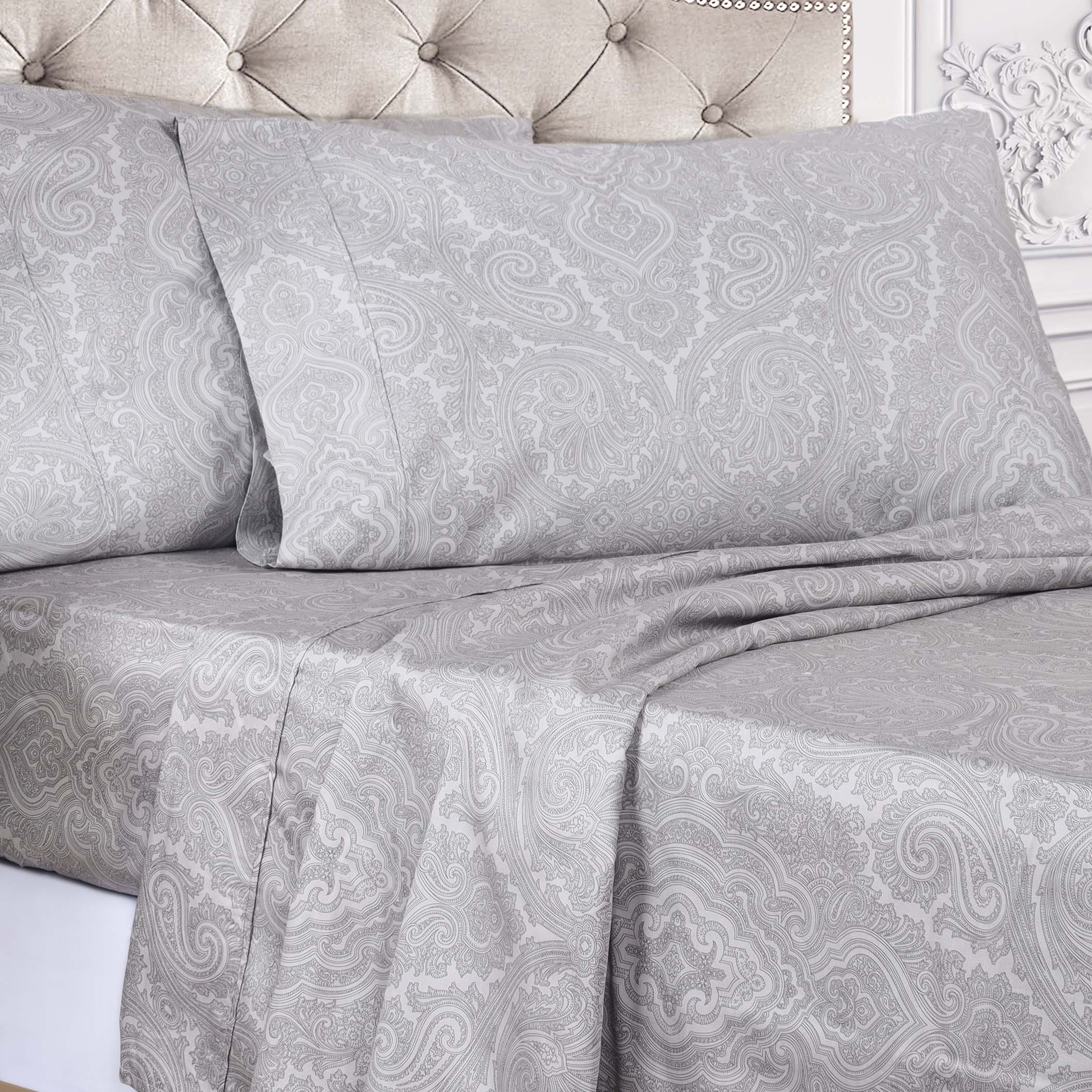 Italian Paisley 600 Thread Count Cotton Blend Deep Pocket Sheet Set - Ultra Soft Bedding for Queen & King Size Beds - Perfect for Luxury Hotels, Guest Rooms & Master Bedrooms