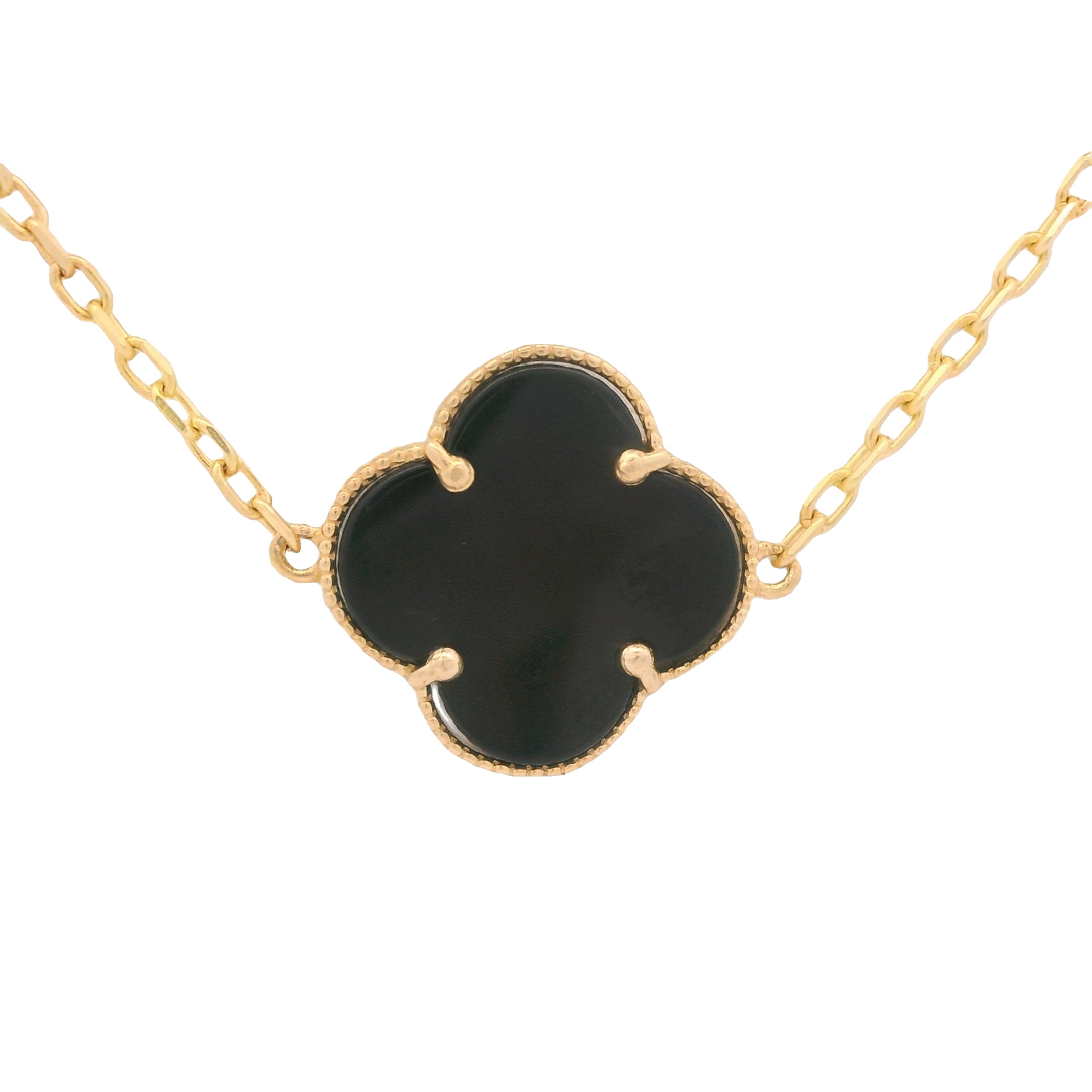14K Gold Black Clover Choker Necklace for Women - Elegant Gothic Jewelry Gift for Birthday, Anniversary & Special Occasions | Perfect for Parties, Weddings & Everyday Wear