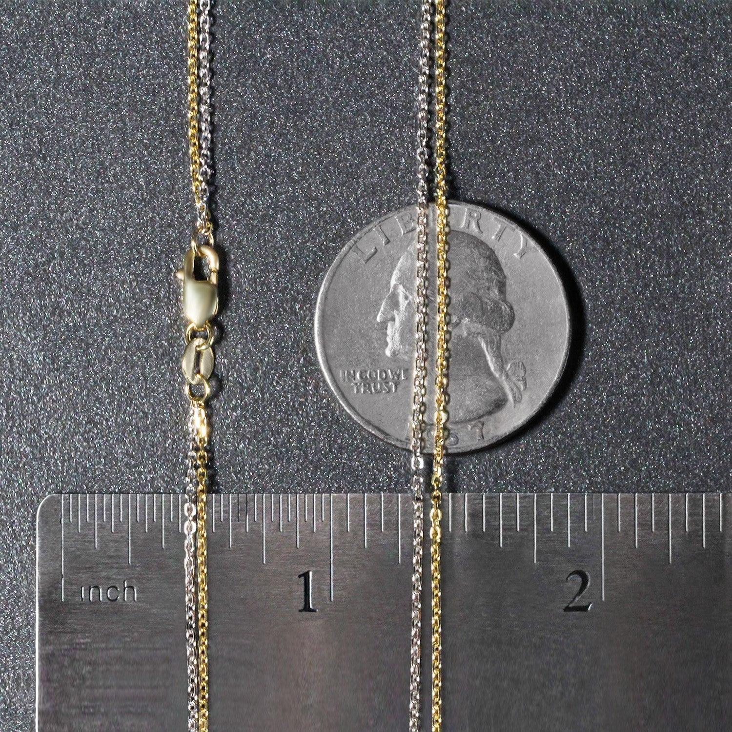 14K Two-Tone Double Strand Cable Pendant Chain Necklace - 1.1mm Thin Gold & Silver Layered Chain for Women - Perfect for Daily Wear, Gift Giving & Special Occasions