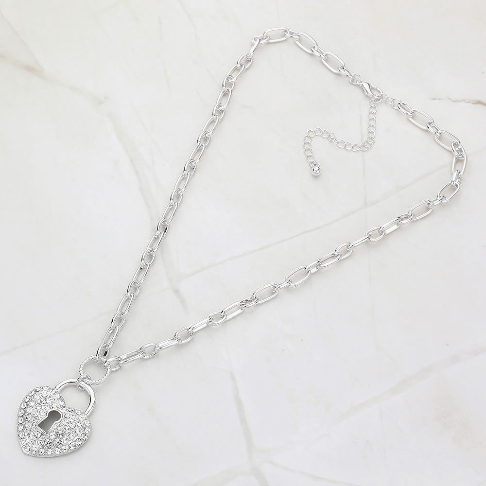 Sterling Silver Heart Lock Pendant Necklace for Women - Romantic Gift for Valentine's Day, Anniversary & Special Occasions
