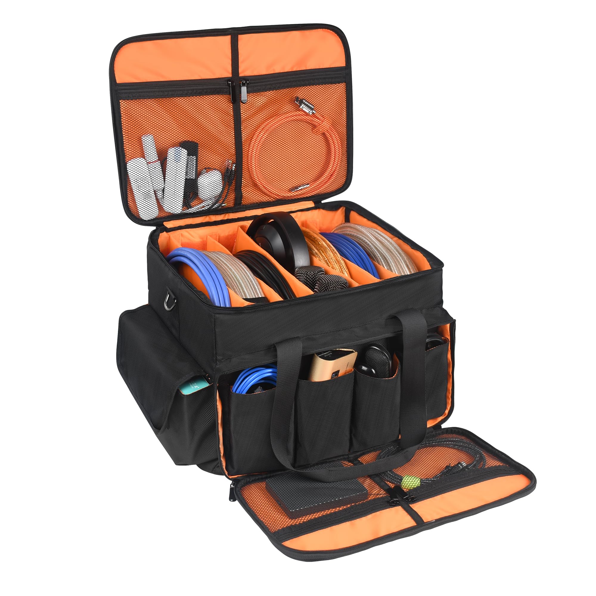 Professional DJ Equipment Bag - High Capacity Gig Gear Organizer with Detachable Padded Dividers | Storage for USB Cables, Sound Equipment & Musician Accessories | Perfect for Travel, Live Performances & Studio Sessions